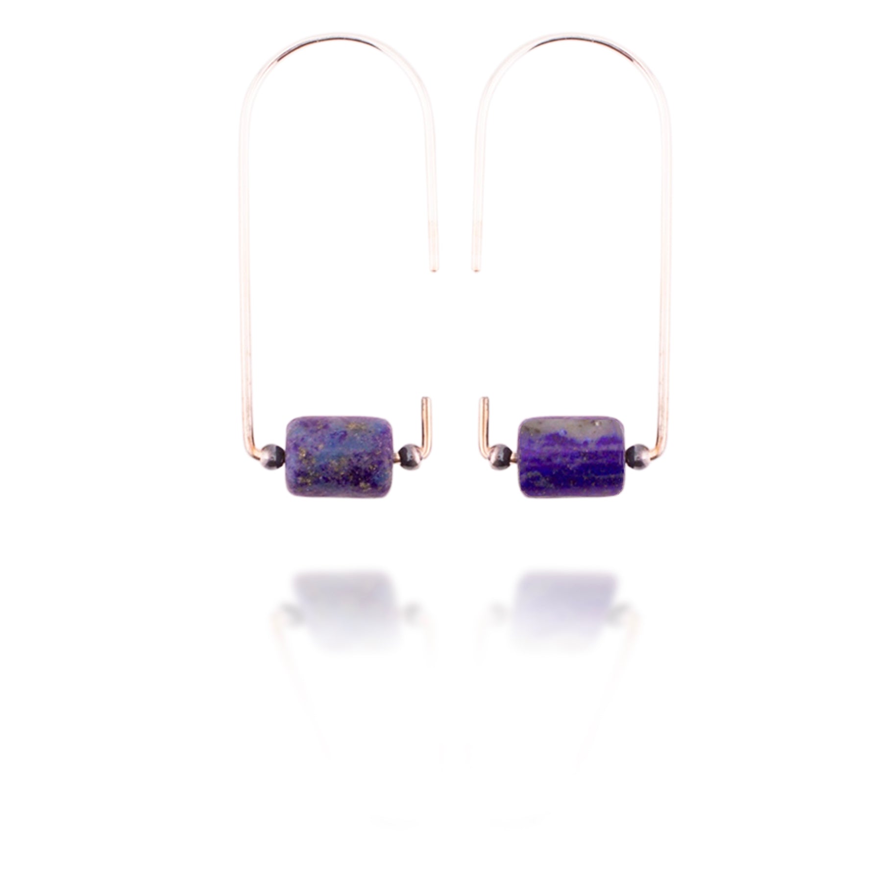 Arc Threader Earrings - Sterling Silver & Lapis Lazuli