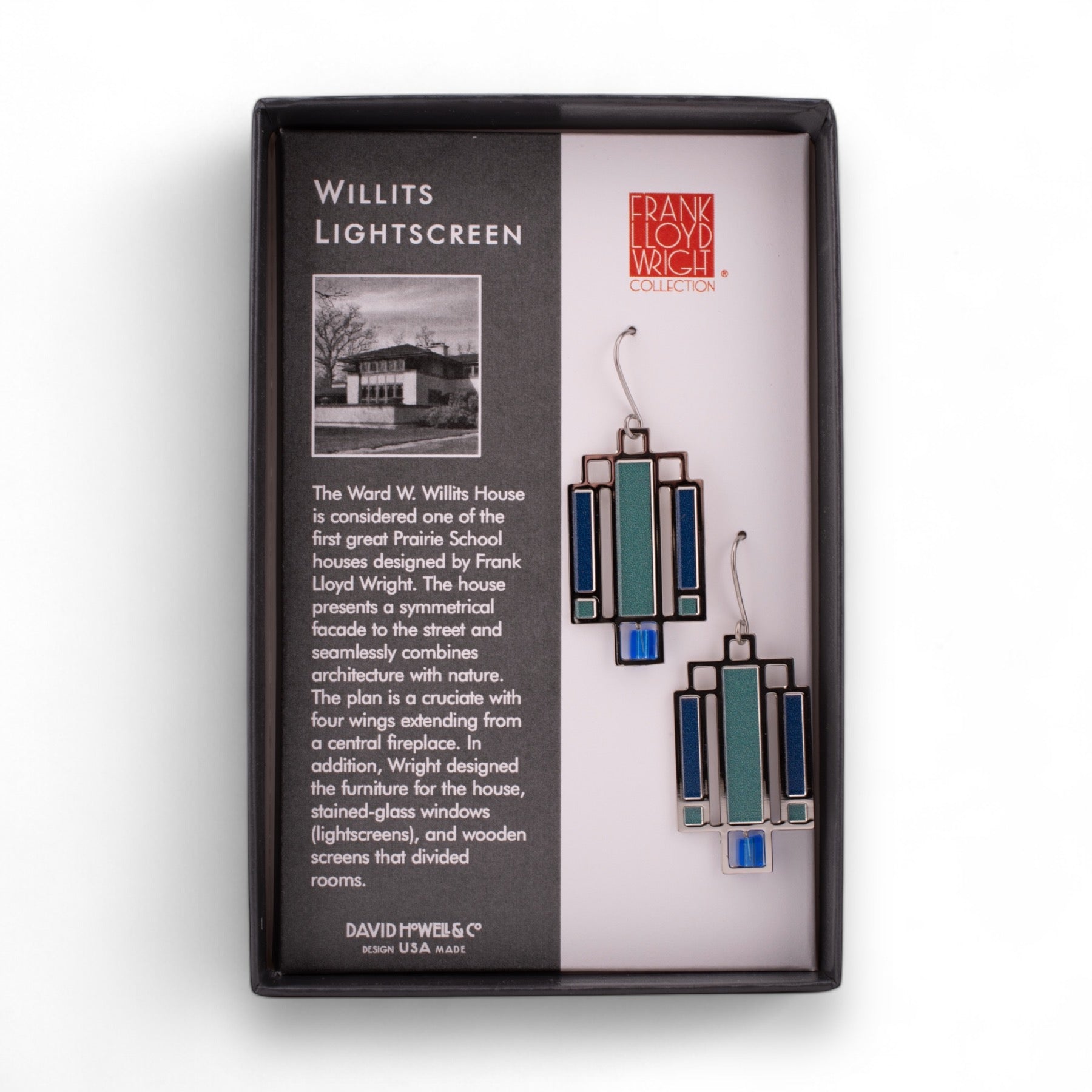 Frank Lloyd Wright Willits House Earrings (Cobalt)