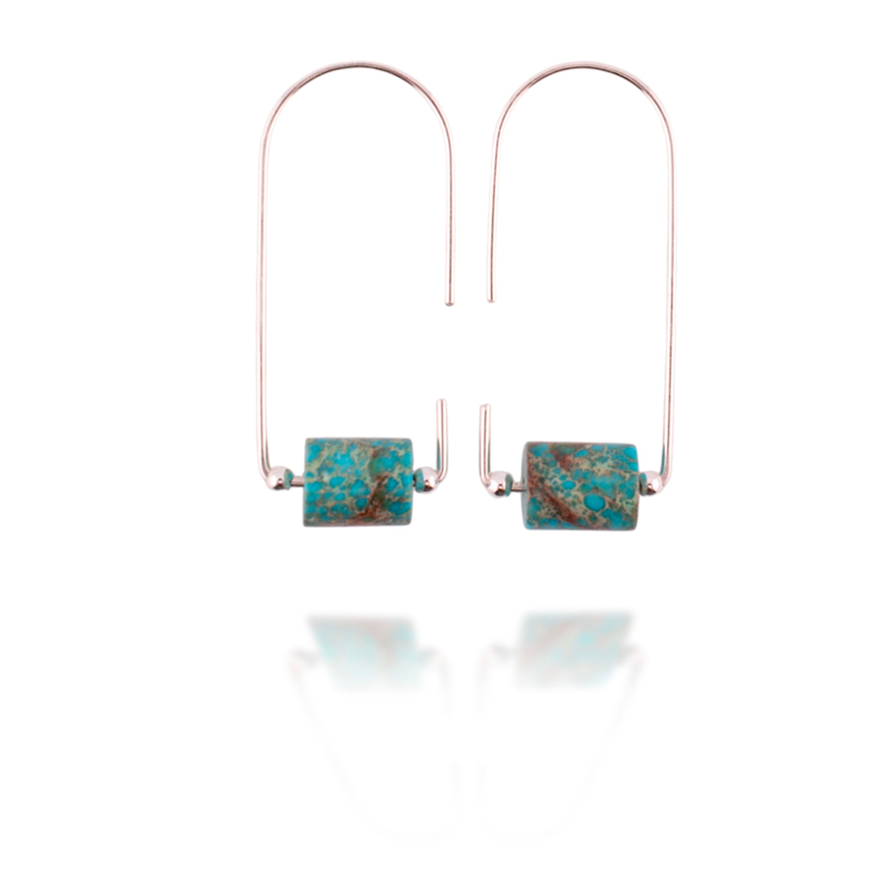 Arc Threader Earrings - Sterling Silver & Turquoise Jasper