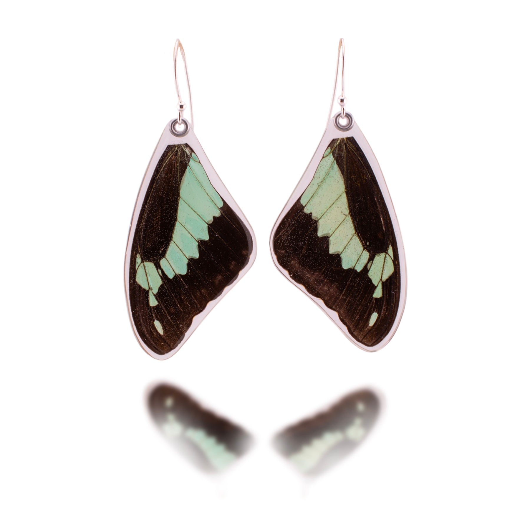 Apple Green Swallowtail Butterfly Earrings