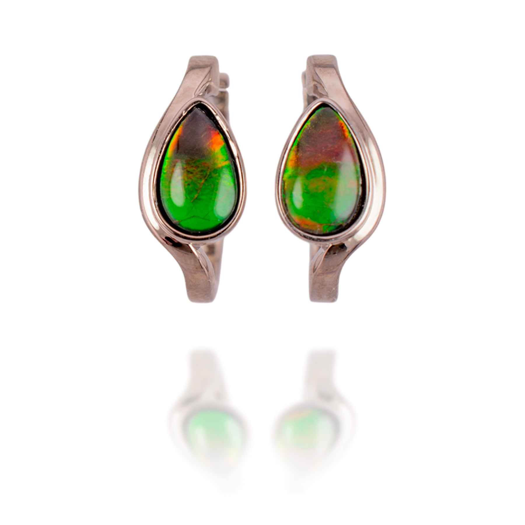 Ammolite Teardrop Huggie Earrings (Final Sale)