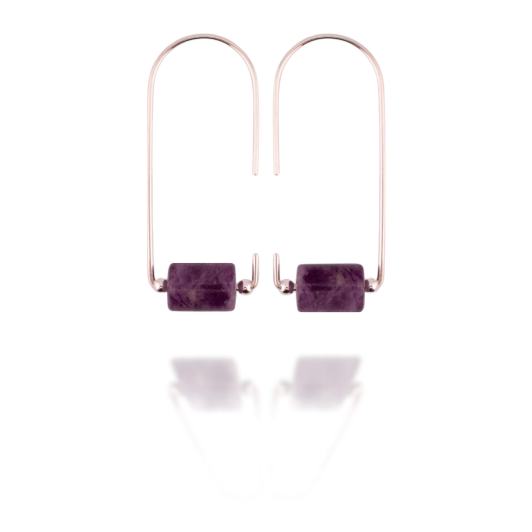 Arc Threader Earrings - Sterling Silver & Amethyst