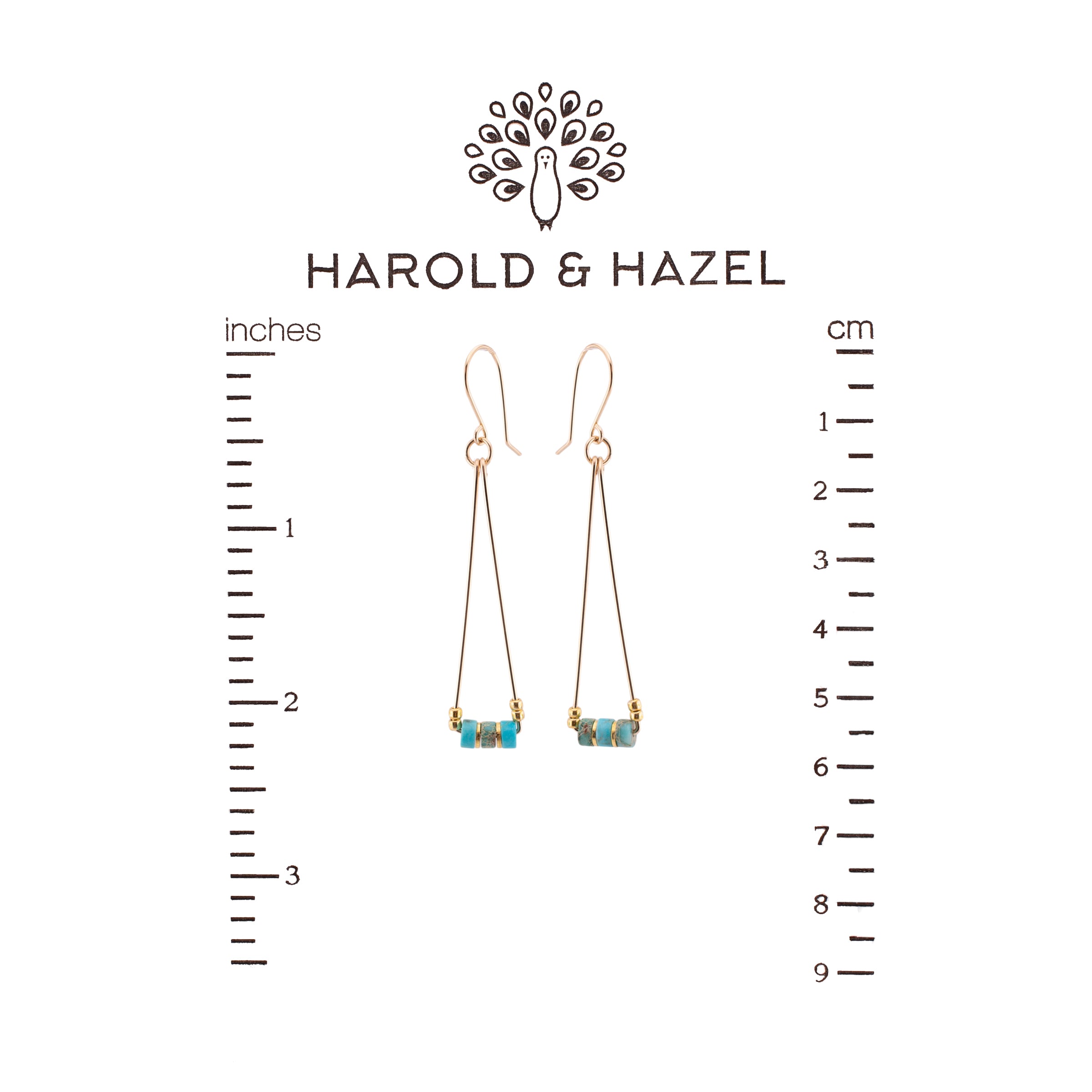 Gold and Turquoise Triangle Earrings