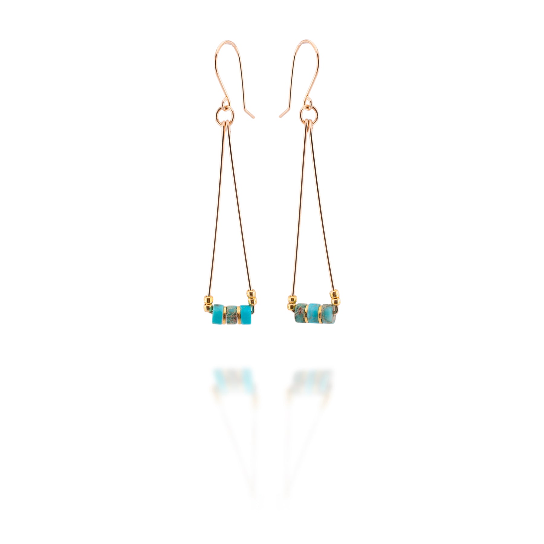 Gold and Turquoise Triangle Earrings