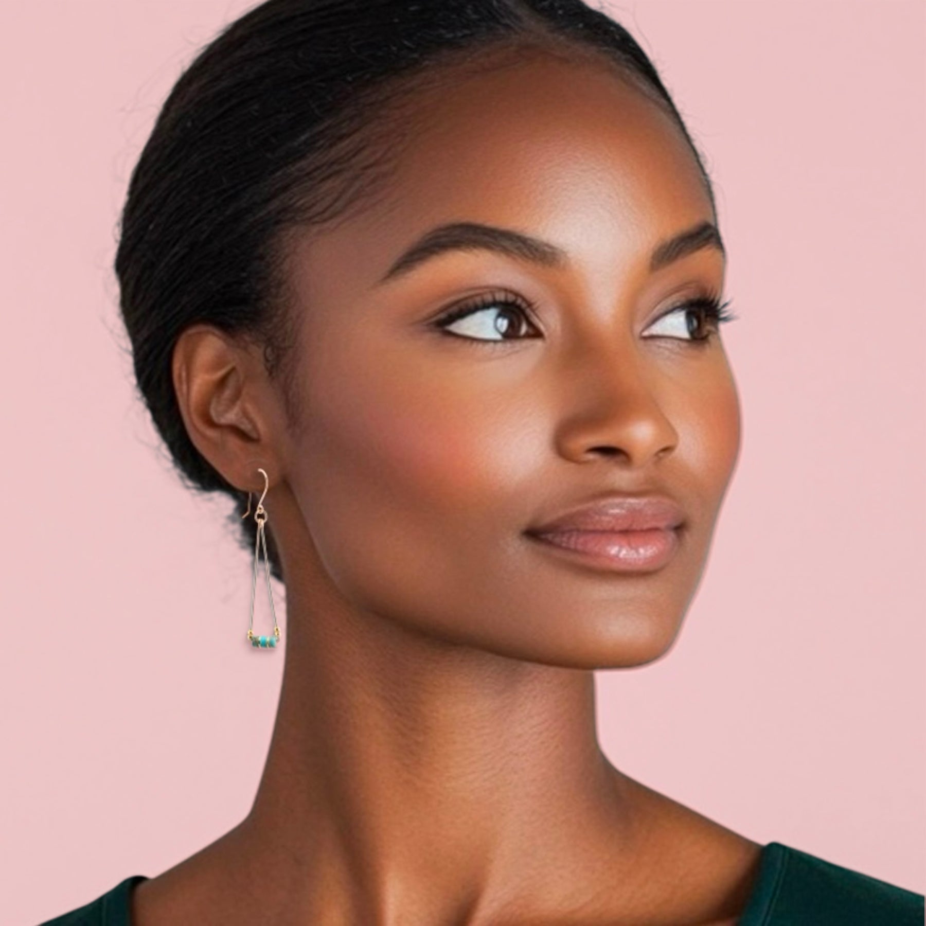 Gold and Turquoise Triangle Earrings