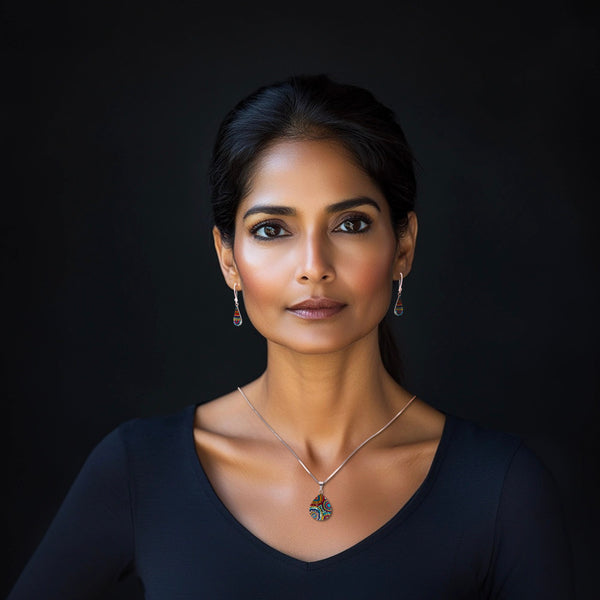 Mini Radiant Pear Necklace (Kaleiedescope)