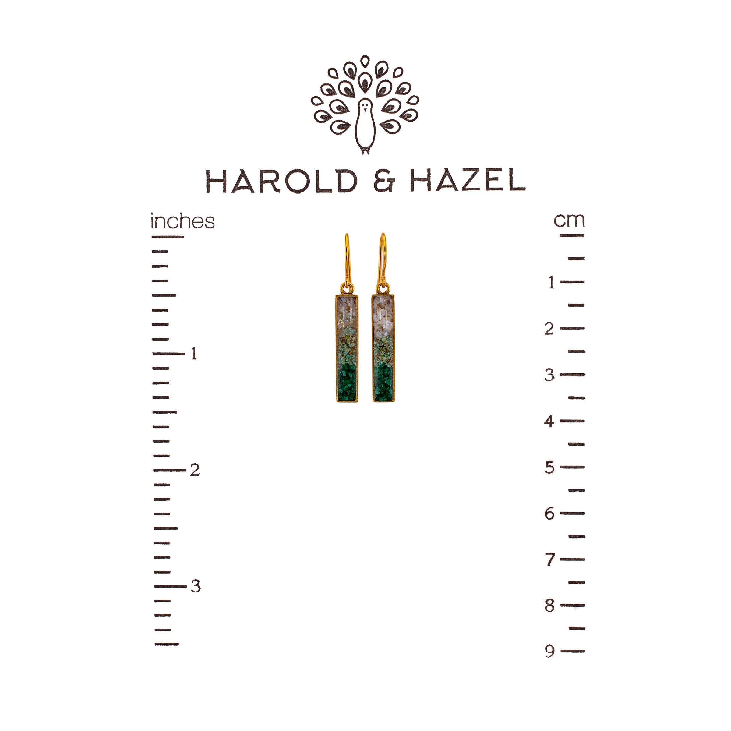 Colorblock Gradient Gemstone Earrings (Greens)