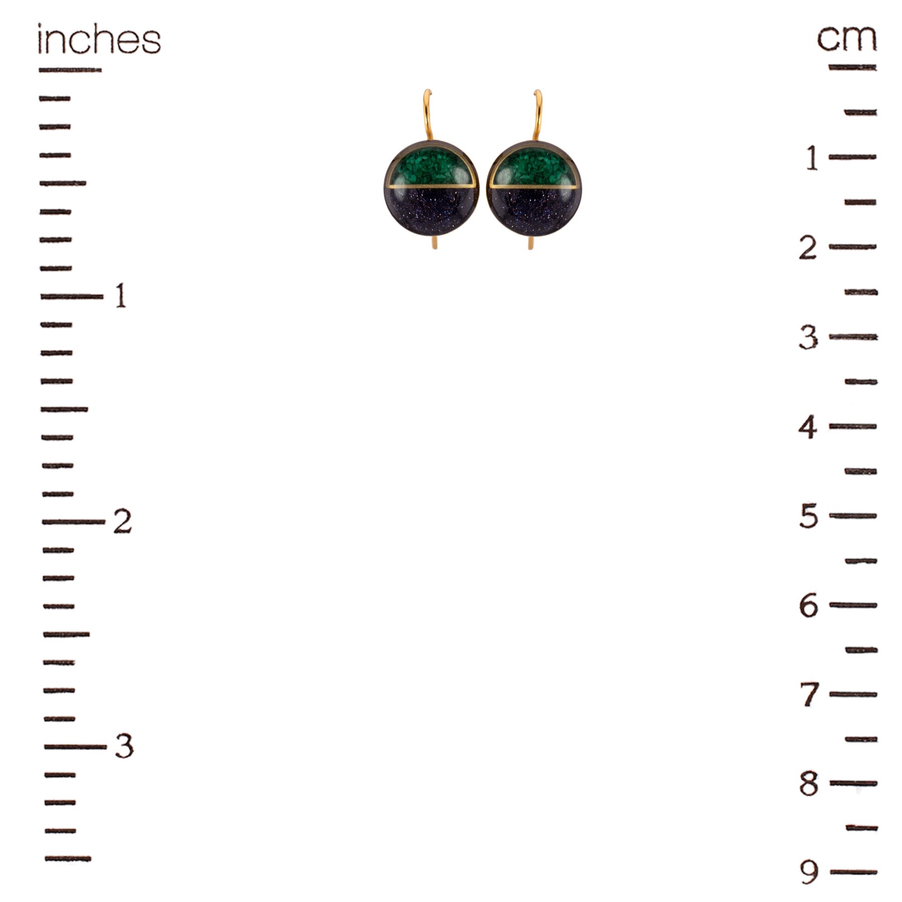 Horizon Earrings (Malachite + Blue Goldstone)