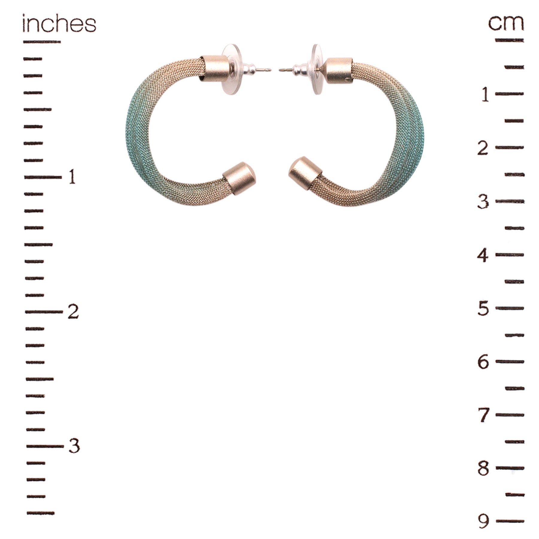 Pleated Wire Cloth Hoop Earrings: Silver Aqua