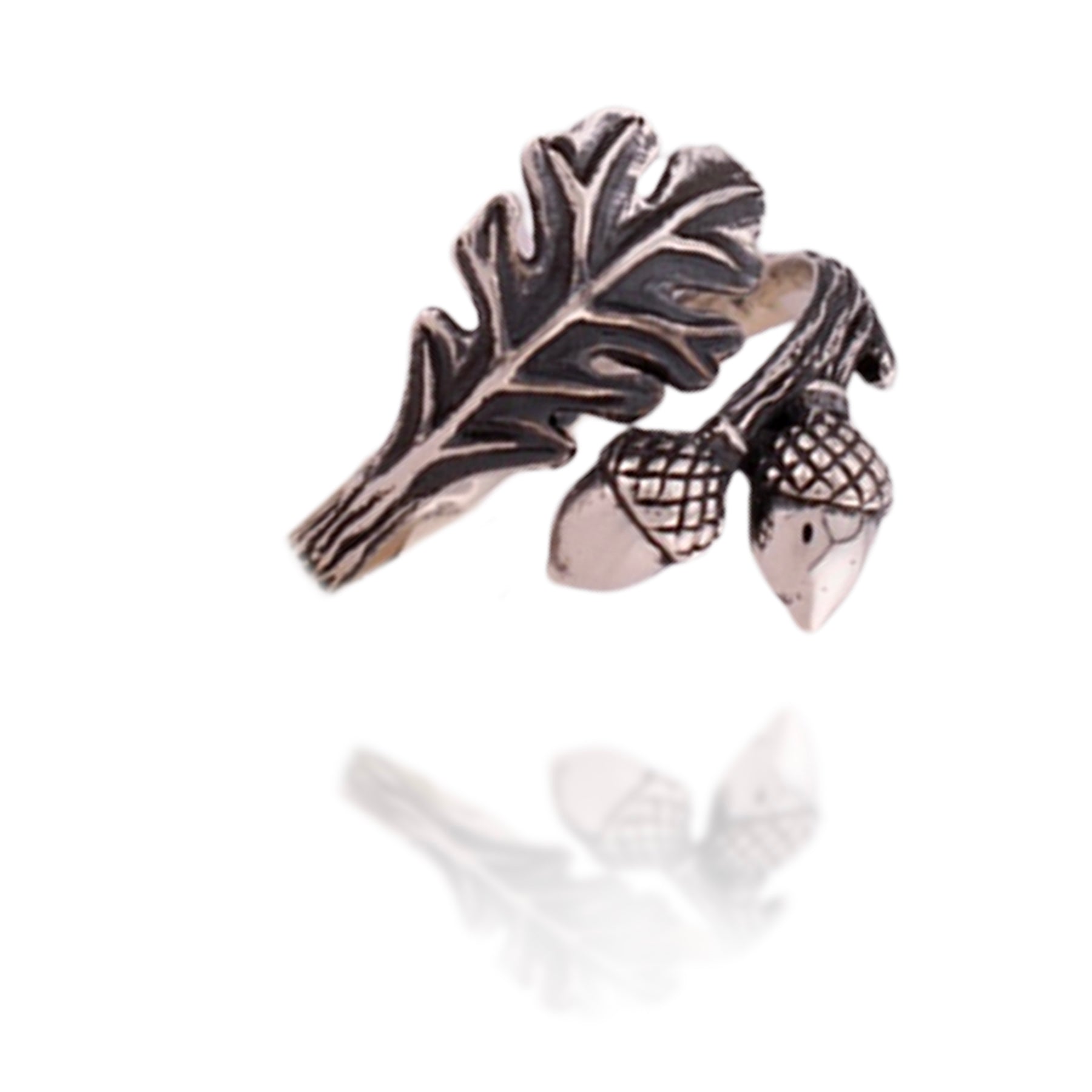 Recycled Sterling Silver Oak and Acorn Adjustable Ring ♻️