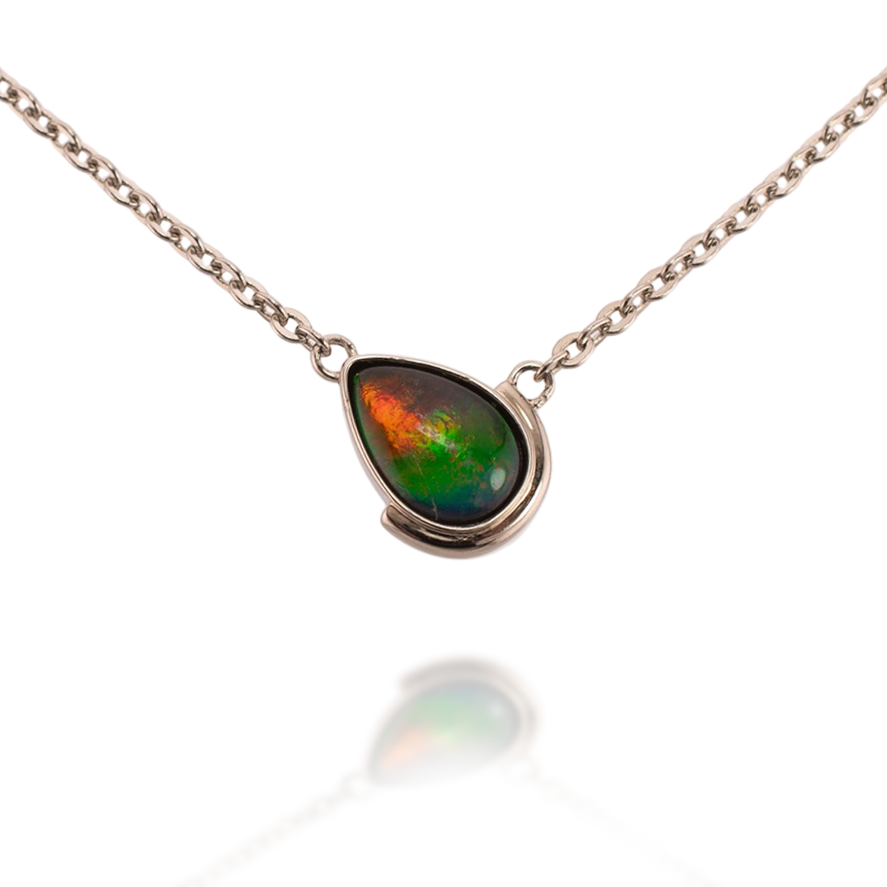 Ammolite Angled Teardrop Necklace (Final Sale)
