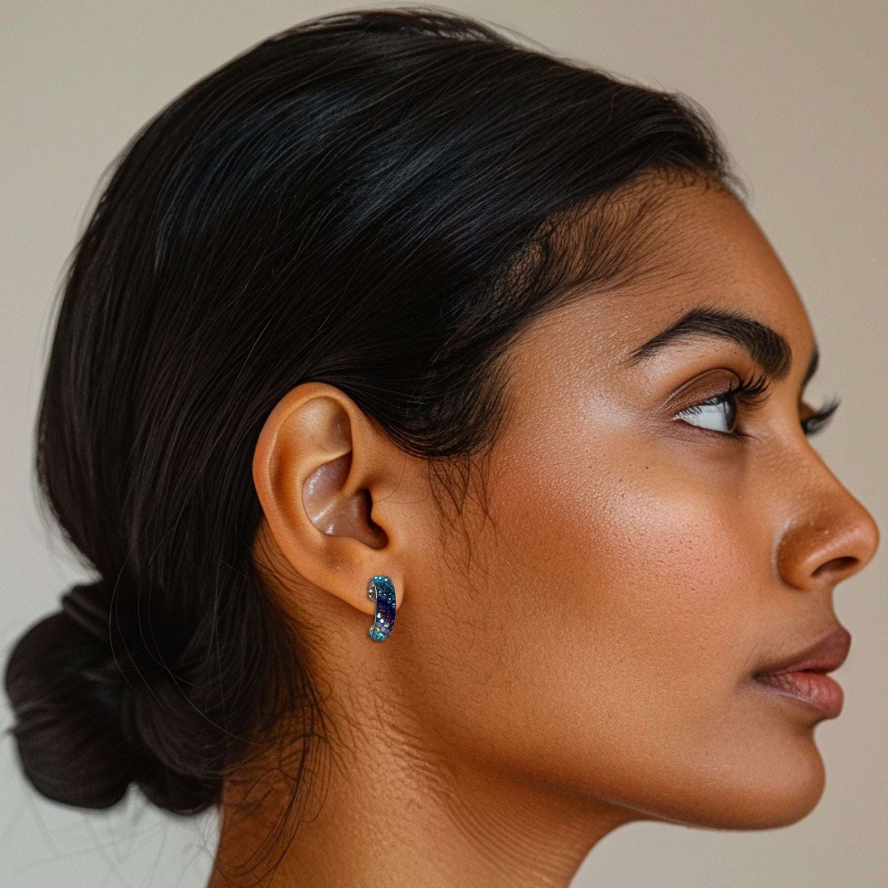 Petite Sparkling Huggie Hoops (Aurora) Mosaico Jewels Harold & Hazel