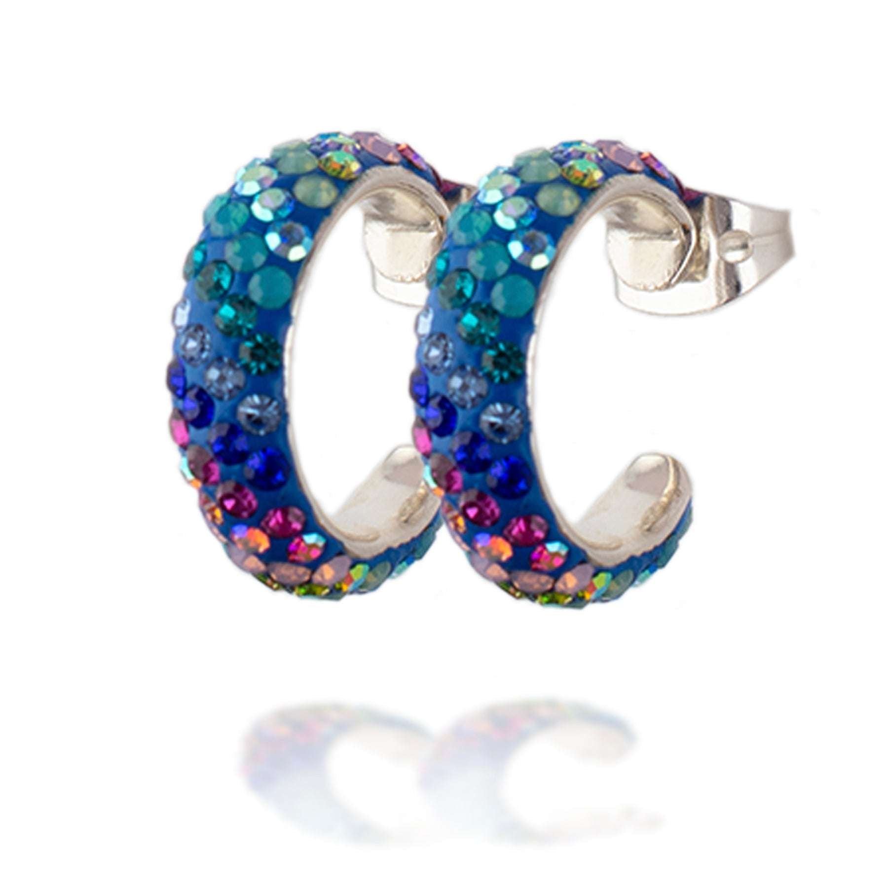 Petite Sparkling Huggie Hoops (Aurora) Mosaico Jewels Harold & Hazel