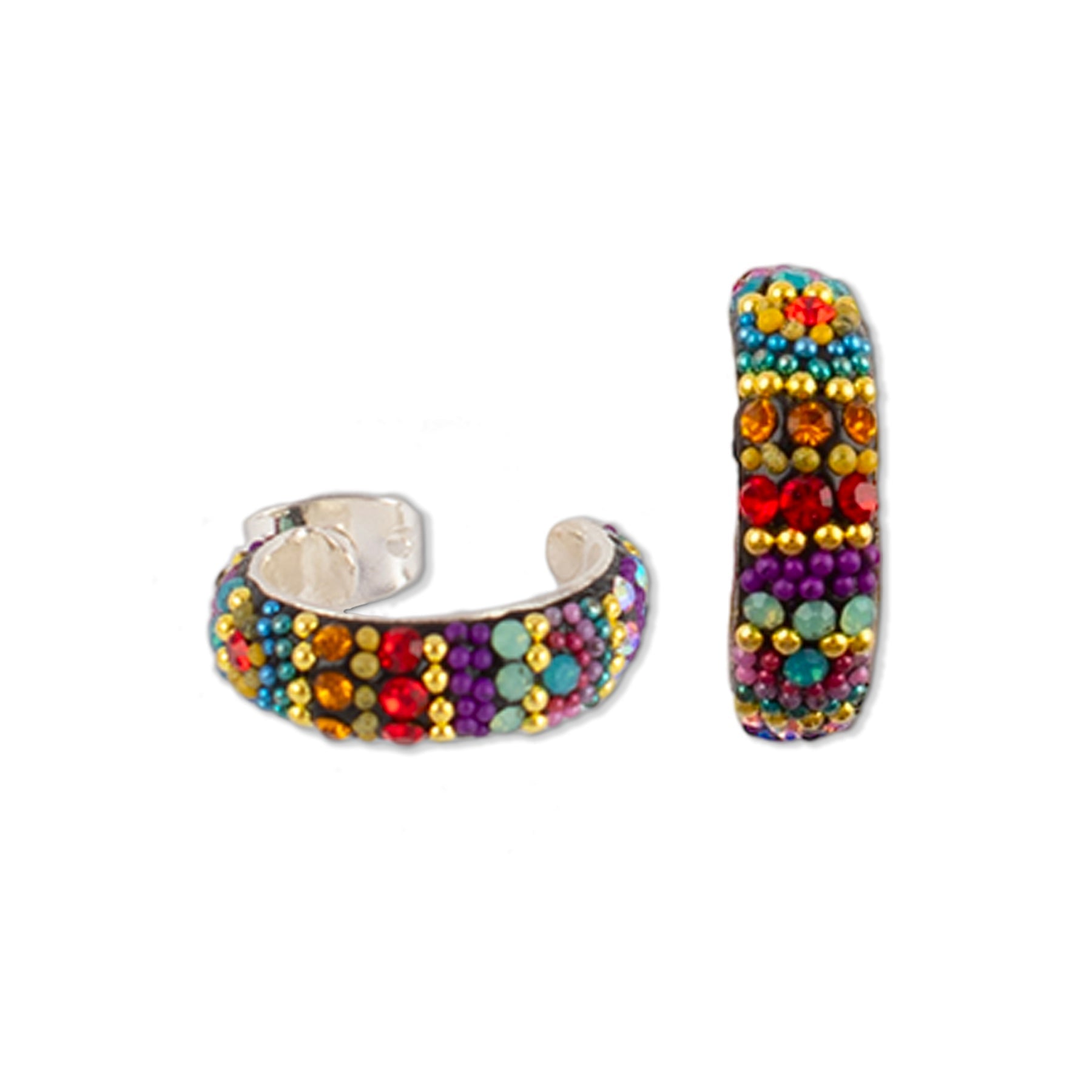 Petite Sparkling Huggie Hoops (Kaleiedescope) Mosaico Jewels Harold & Hazel