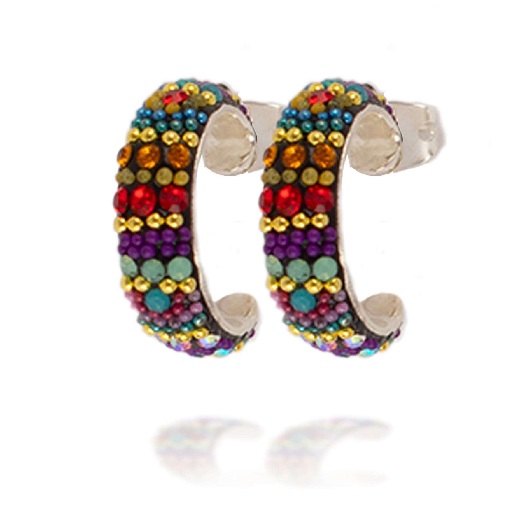 Petite Sparkling Huggie Hoops (Kaleiedescope) Mosaico Jewels Harold & Hazel