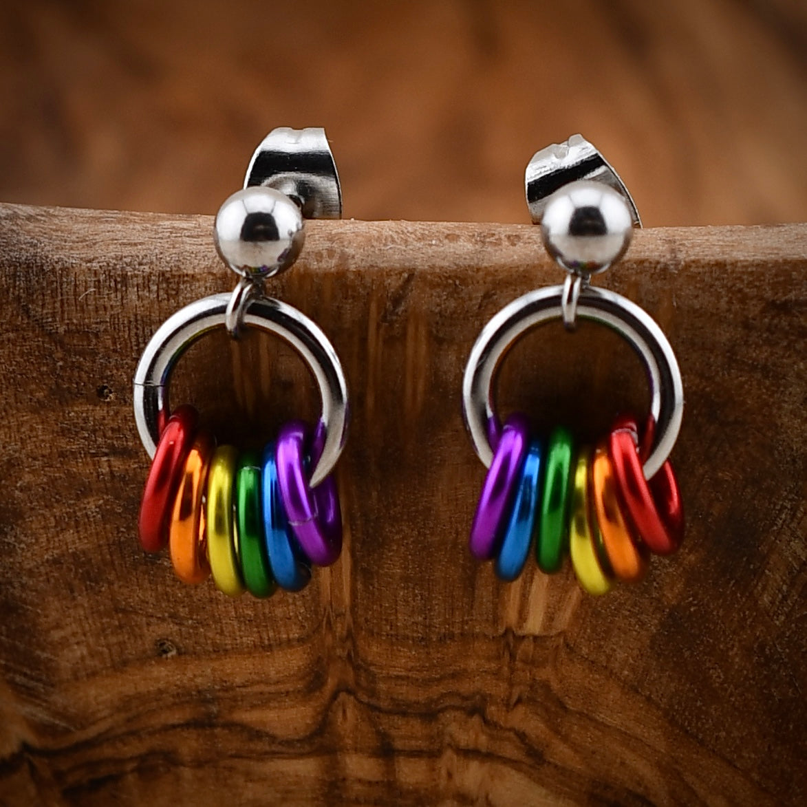 Lgbtq Rainbow Pride Chainmaille Hoop Earring