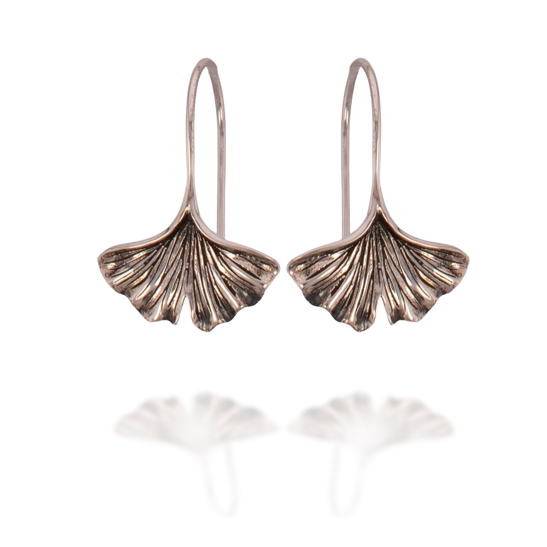 Recycled Sterling Silver Ginkgo Leaf Earrings Nina Designs Harold & Hazel