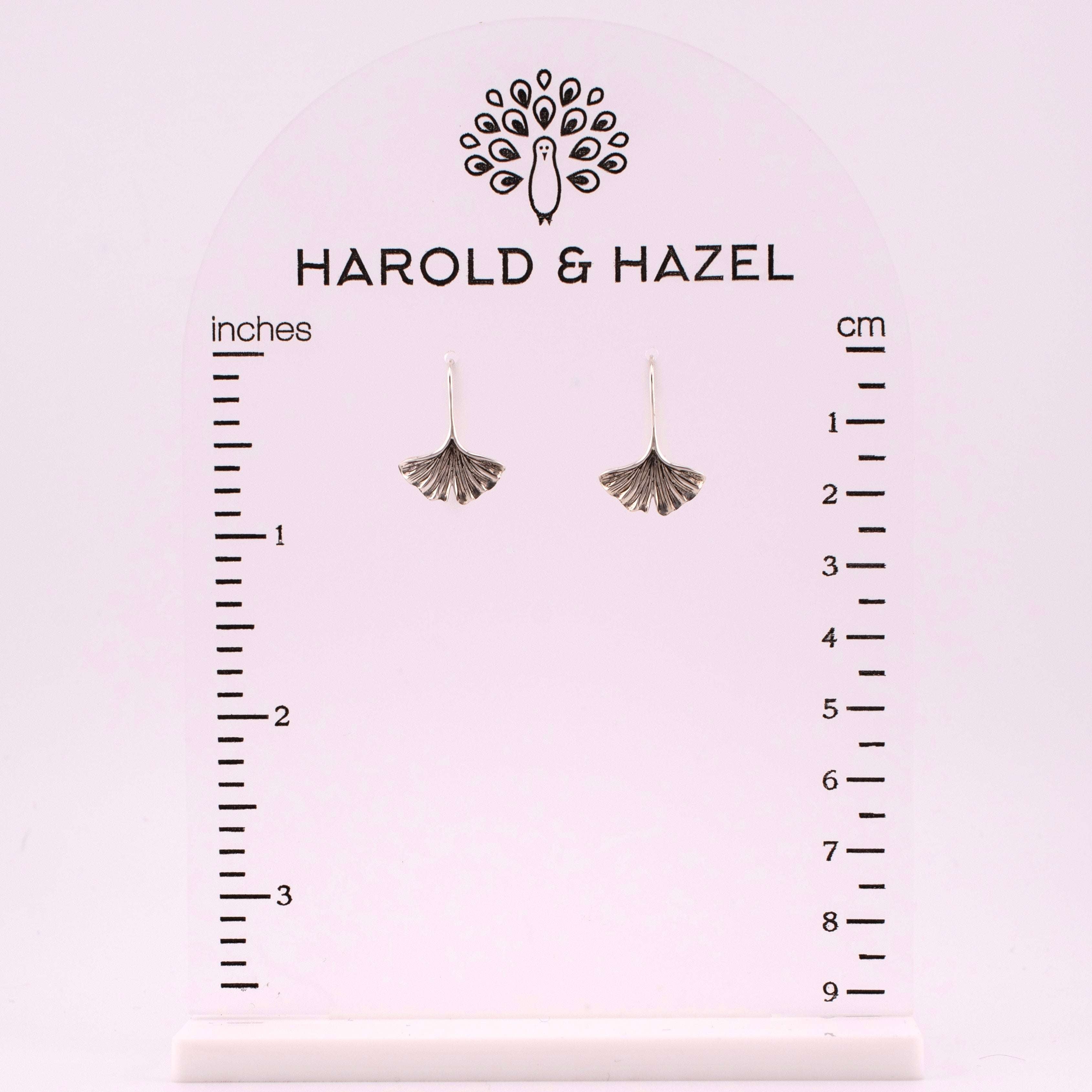 Recycled Sterling Silver Ginkgo Leaf Earrings Nina Designs Harold & Hazel