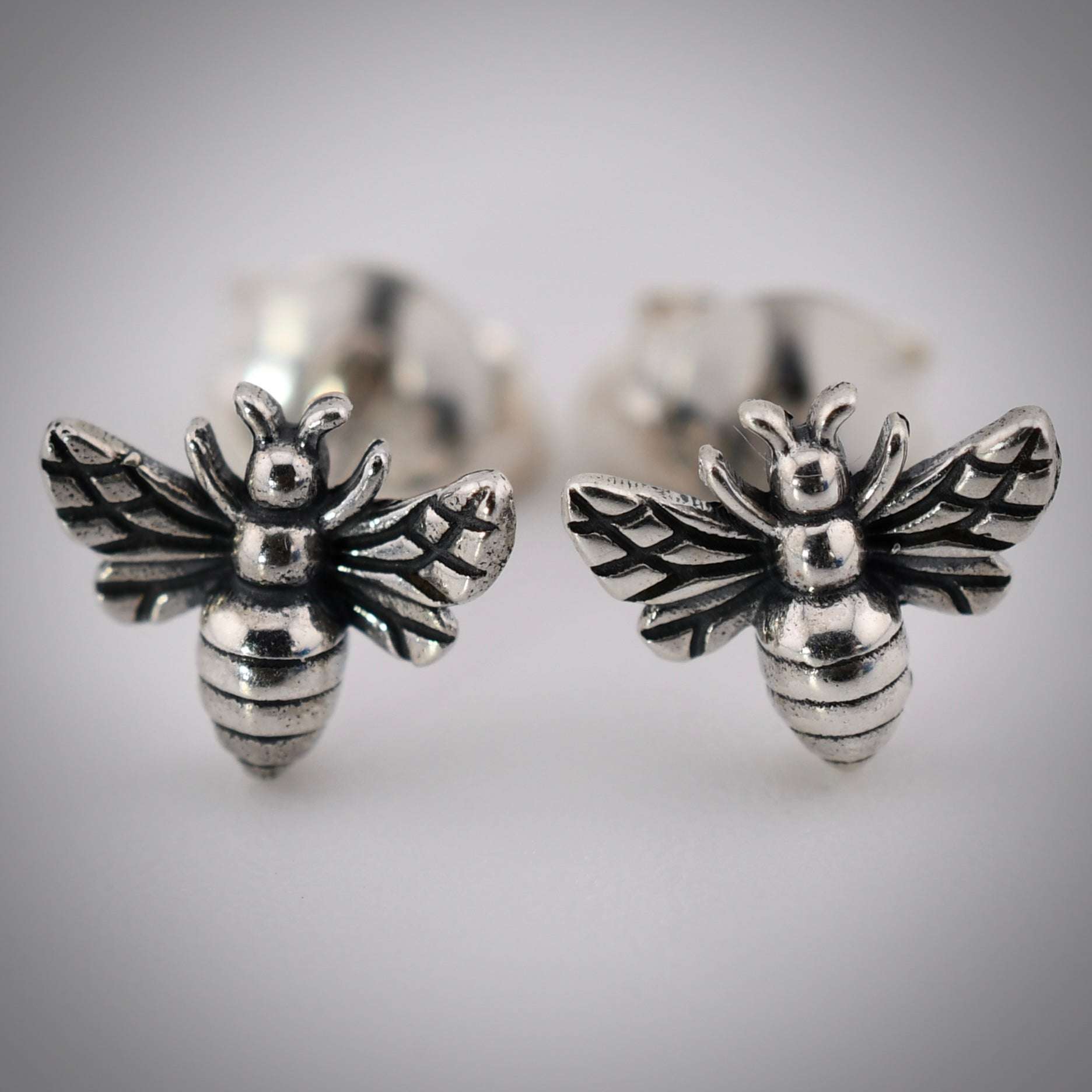Recycled Sterling Silver Tiny Bee Post Earrings Nina Designs Harold & Hazel
