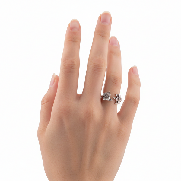 Double Flower Adjustable Ring