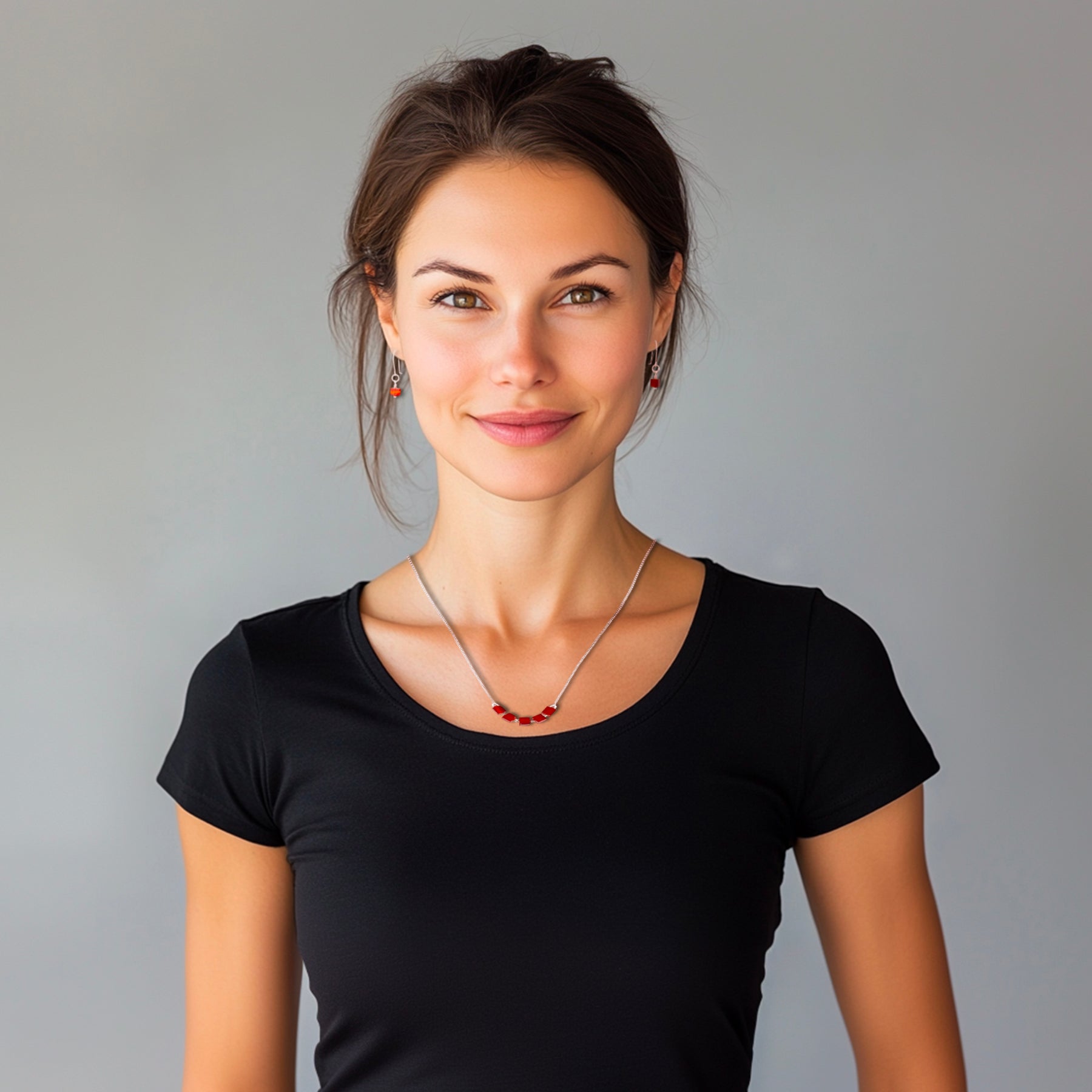 Red Cubic Carnelian Earrings