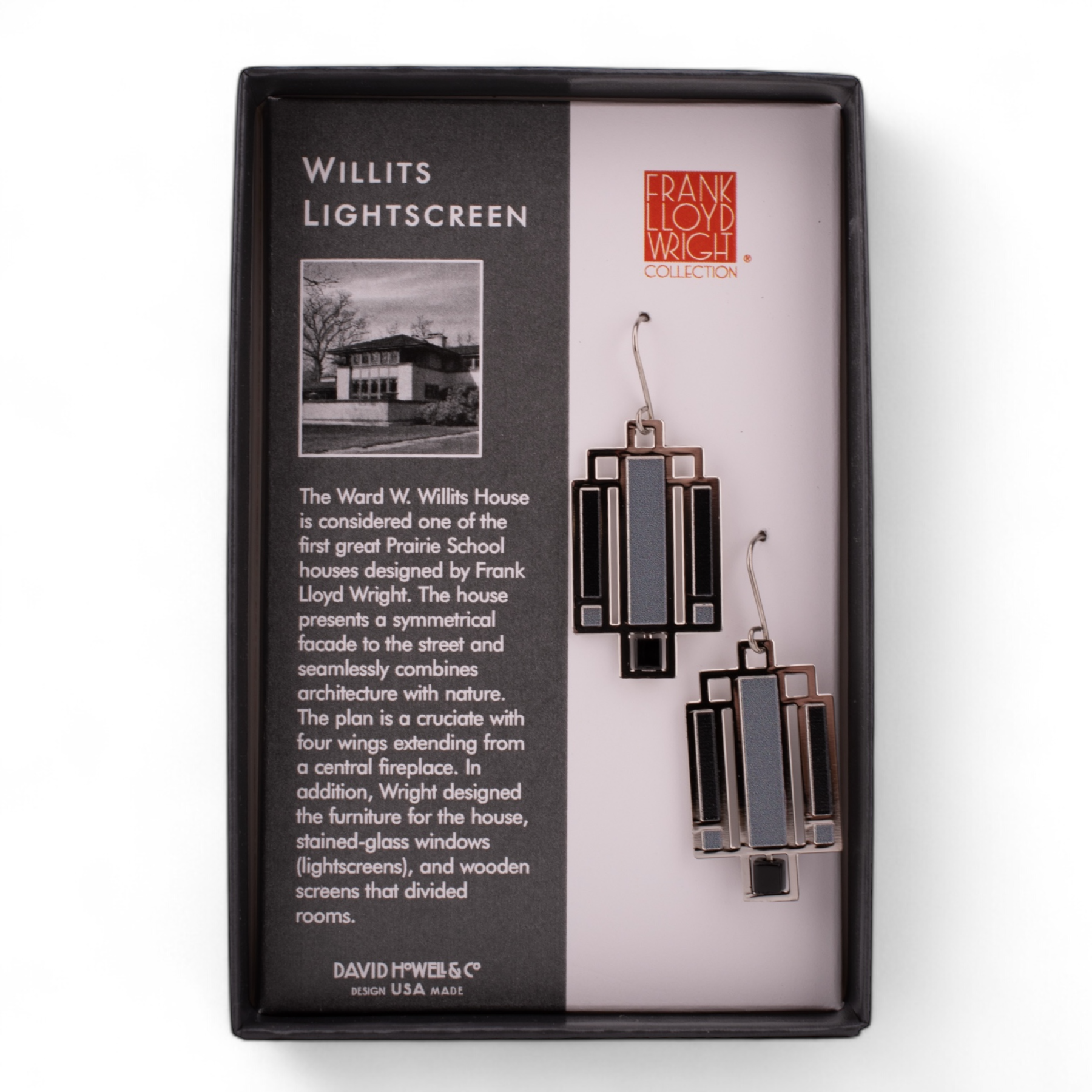 Frank Lloyd Wright Willits House Earrings (Black)