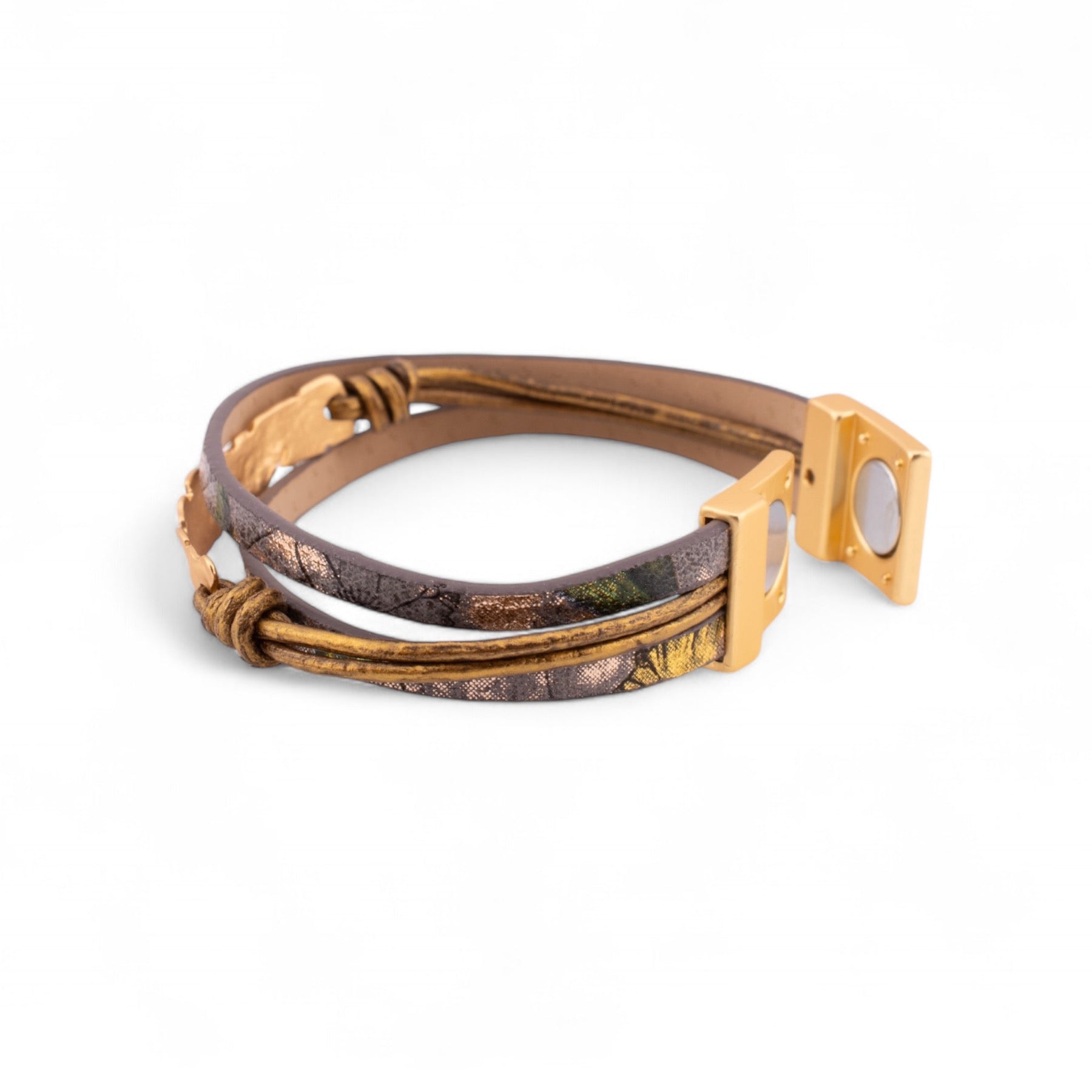 Rustic Metal and Leather Bracelet