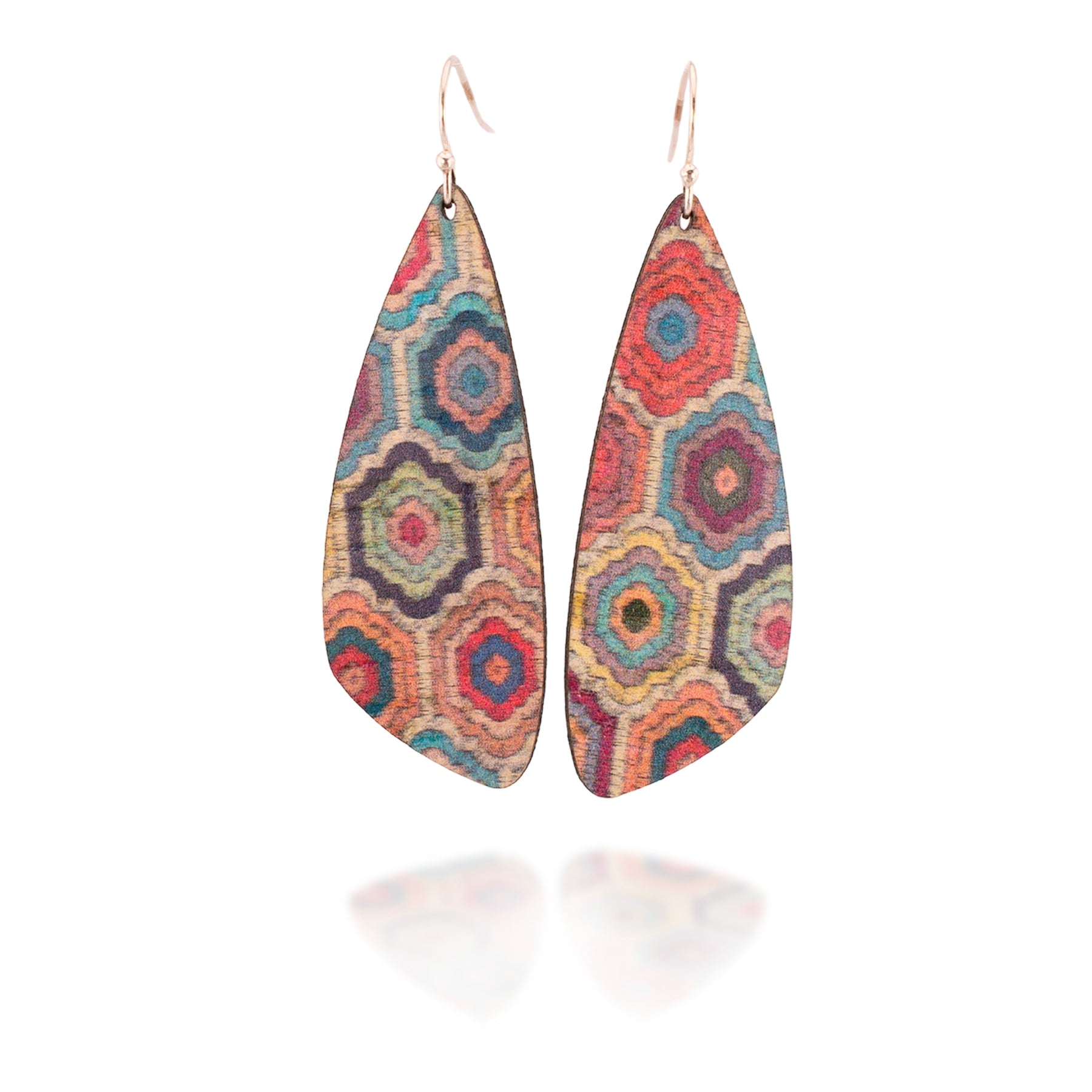 Embroidered Hexagons Cork Earrings