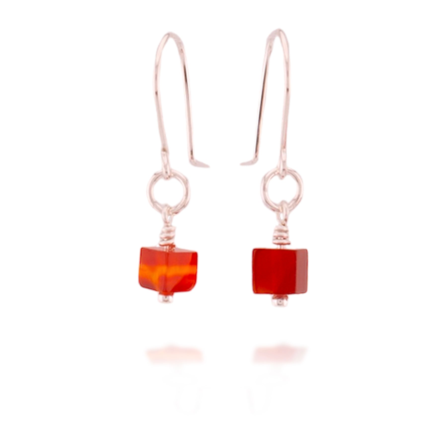 Red Cubic Carnelian Earrings