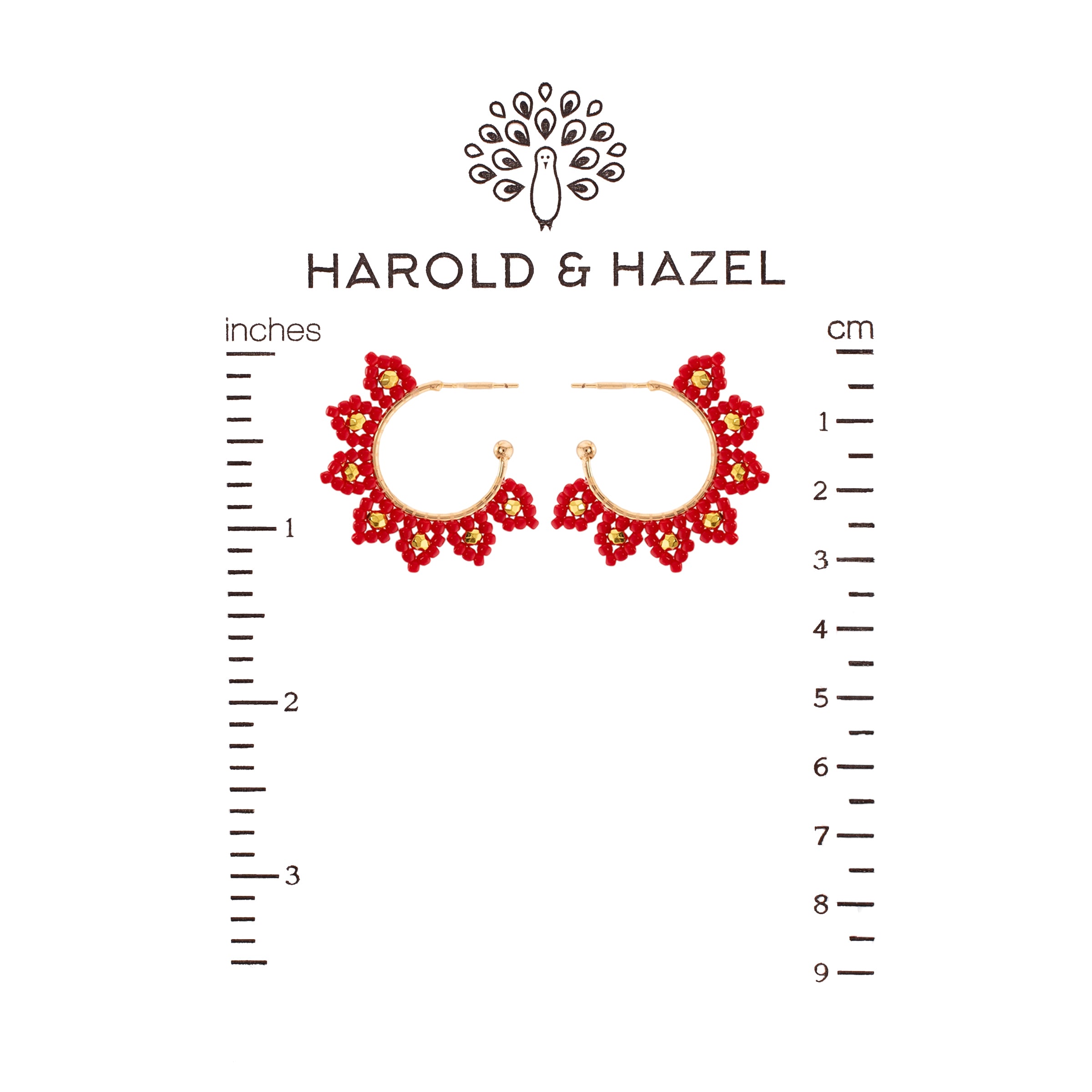 Poinsettia Beaded Hoops