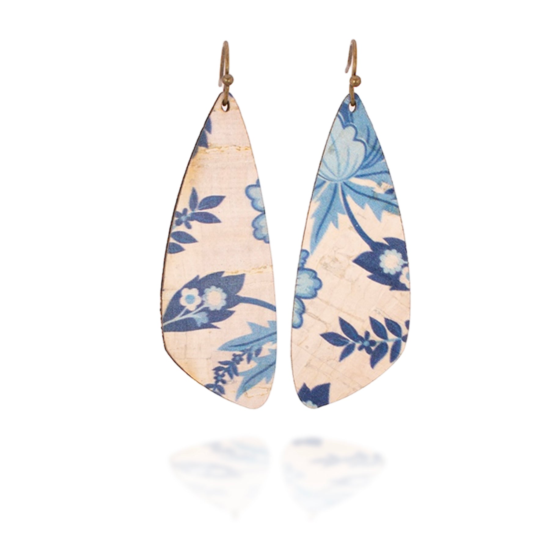 Blue and White Floral Cork Earrings