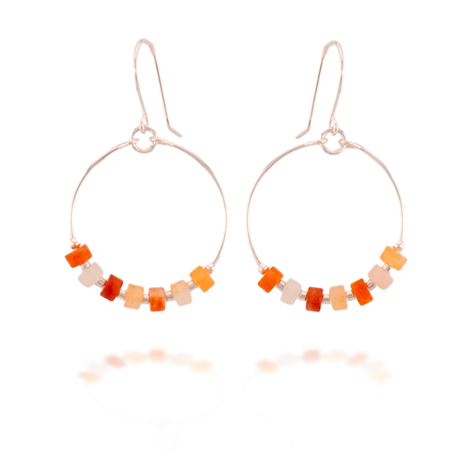 Sterling Silver Carnelian Hoop Earrings