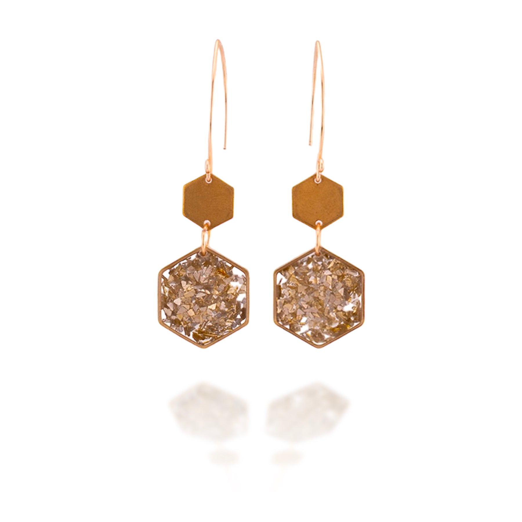 Glass Glitter Honeycomb Earrings