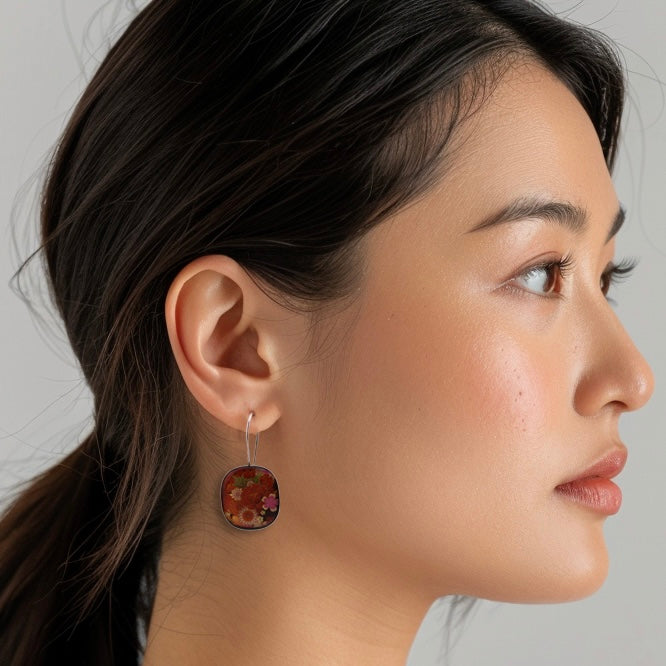 Red Floral Kimono Earrings