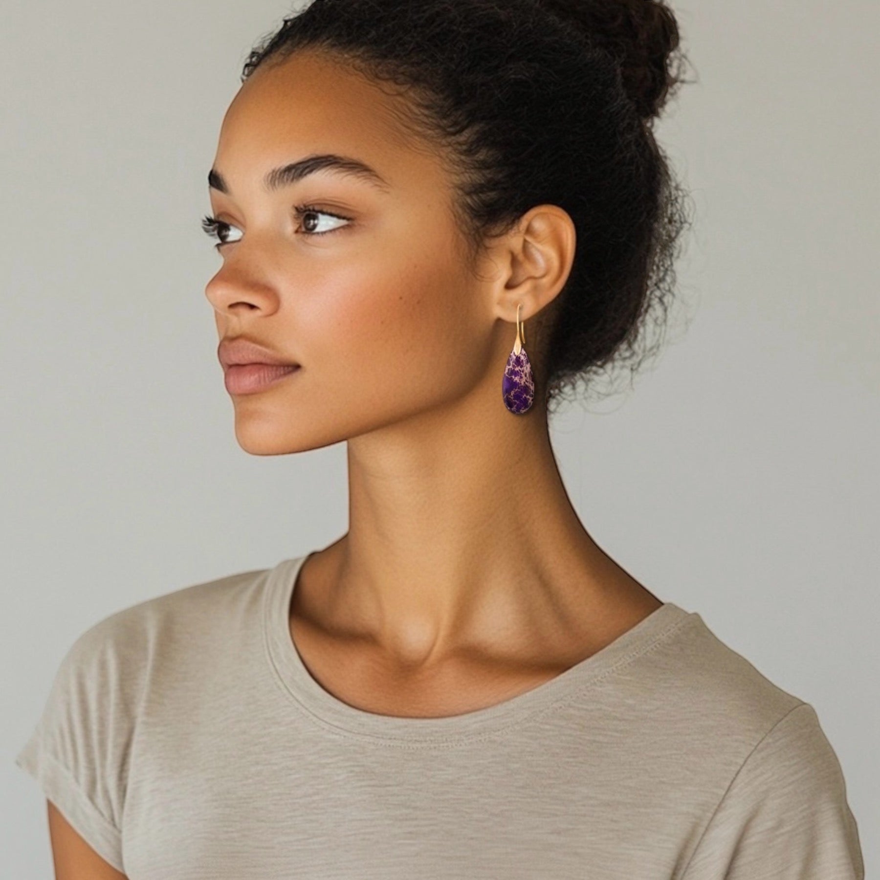 Jasper Teardrop Earrings (Purple)