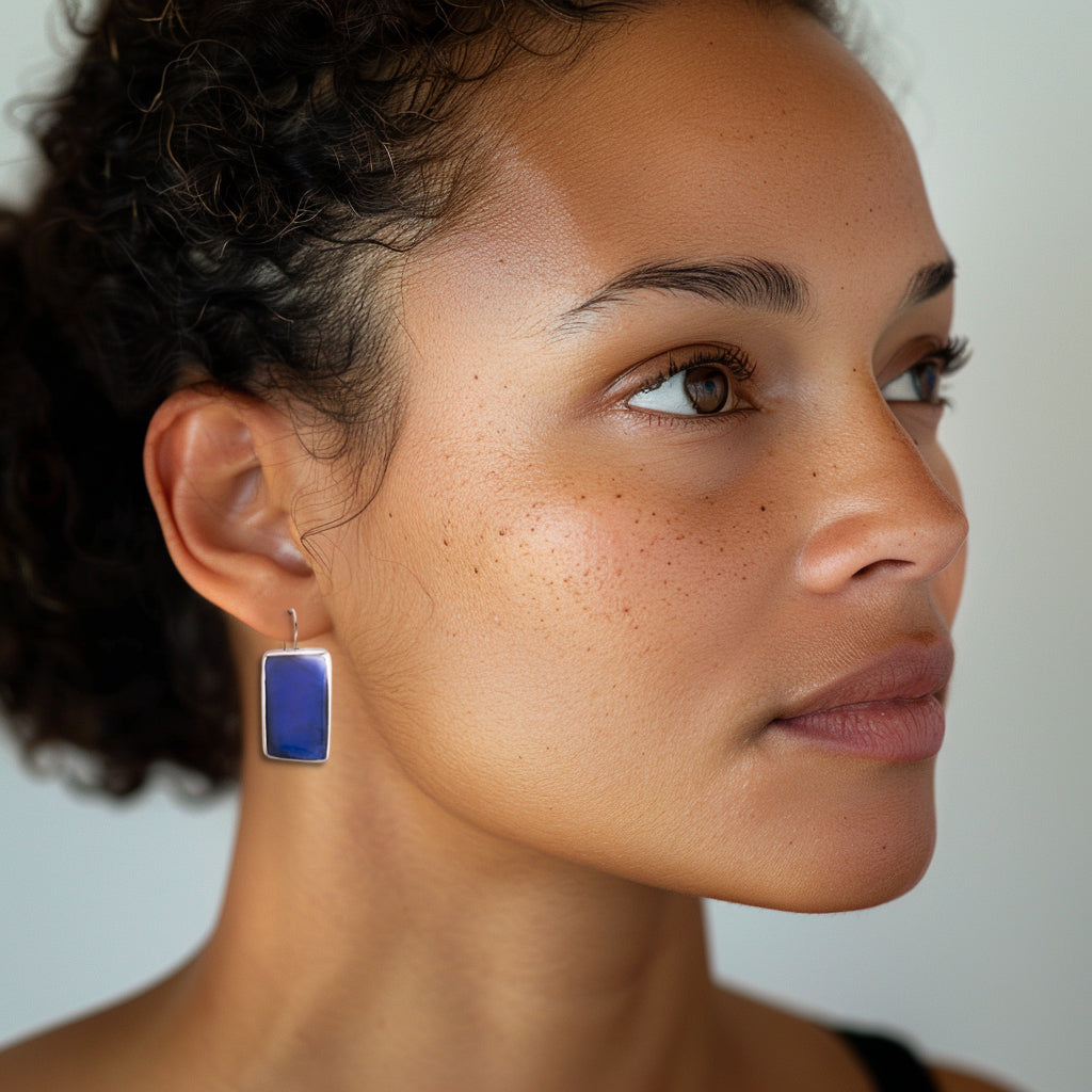 Resin and Shell Earrings (Sapphire)