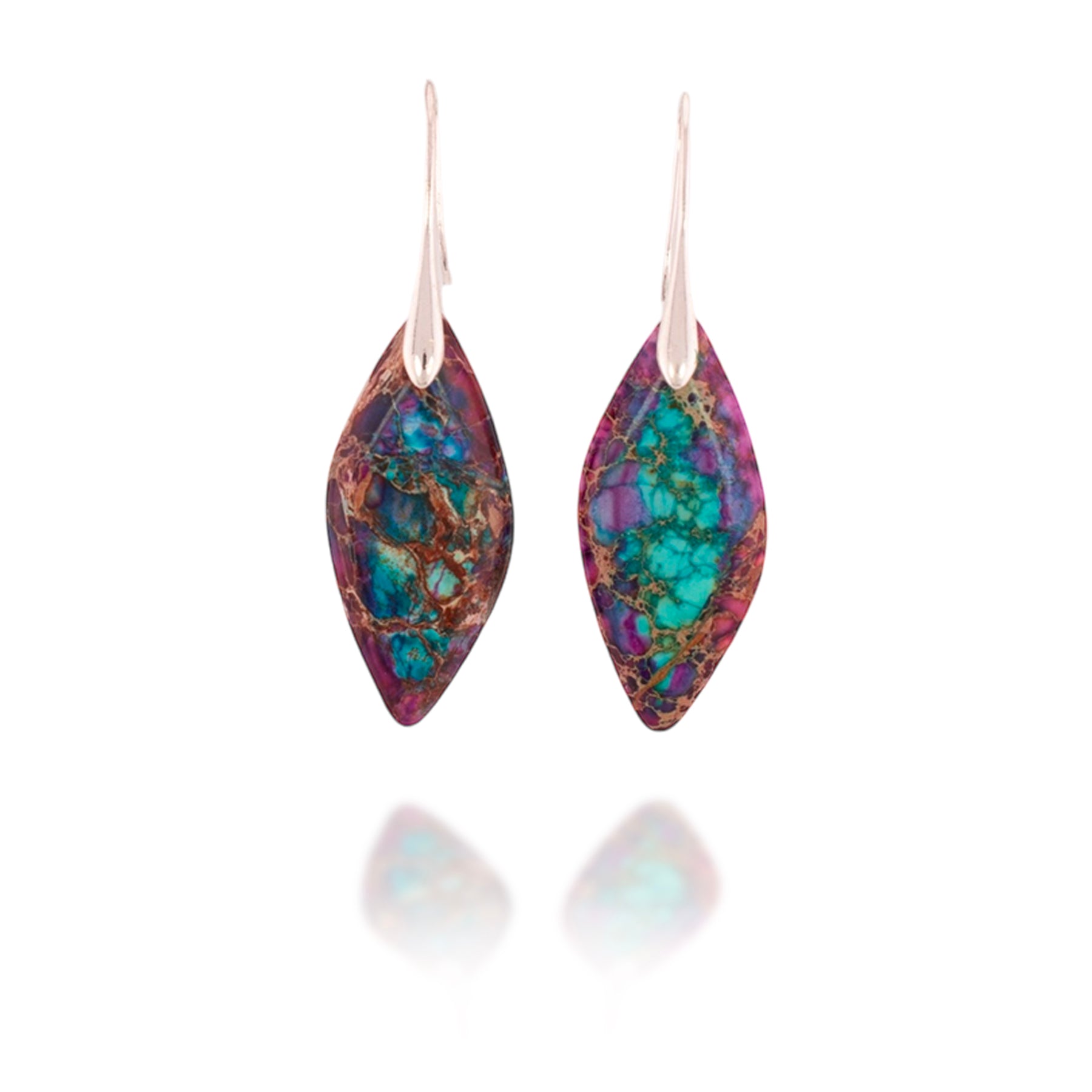 Jasper Leaf Earrings (Blue)