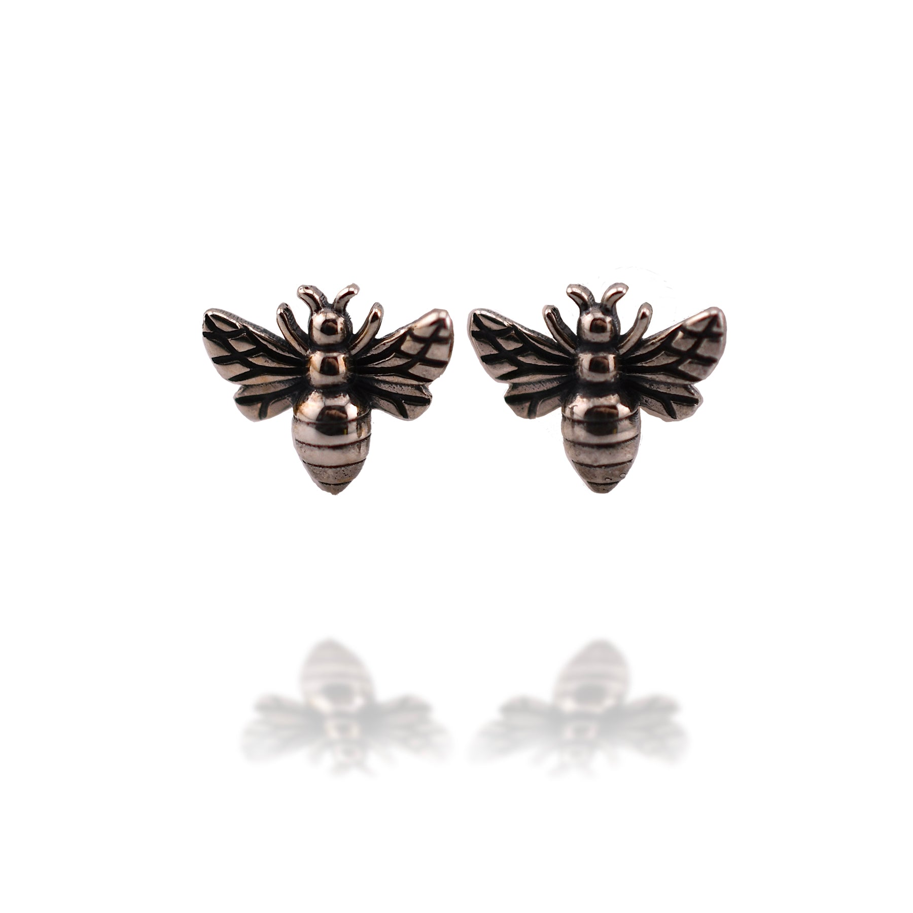 Recycled Sterling Silver Tiny Bee Post Earrings