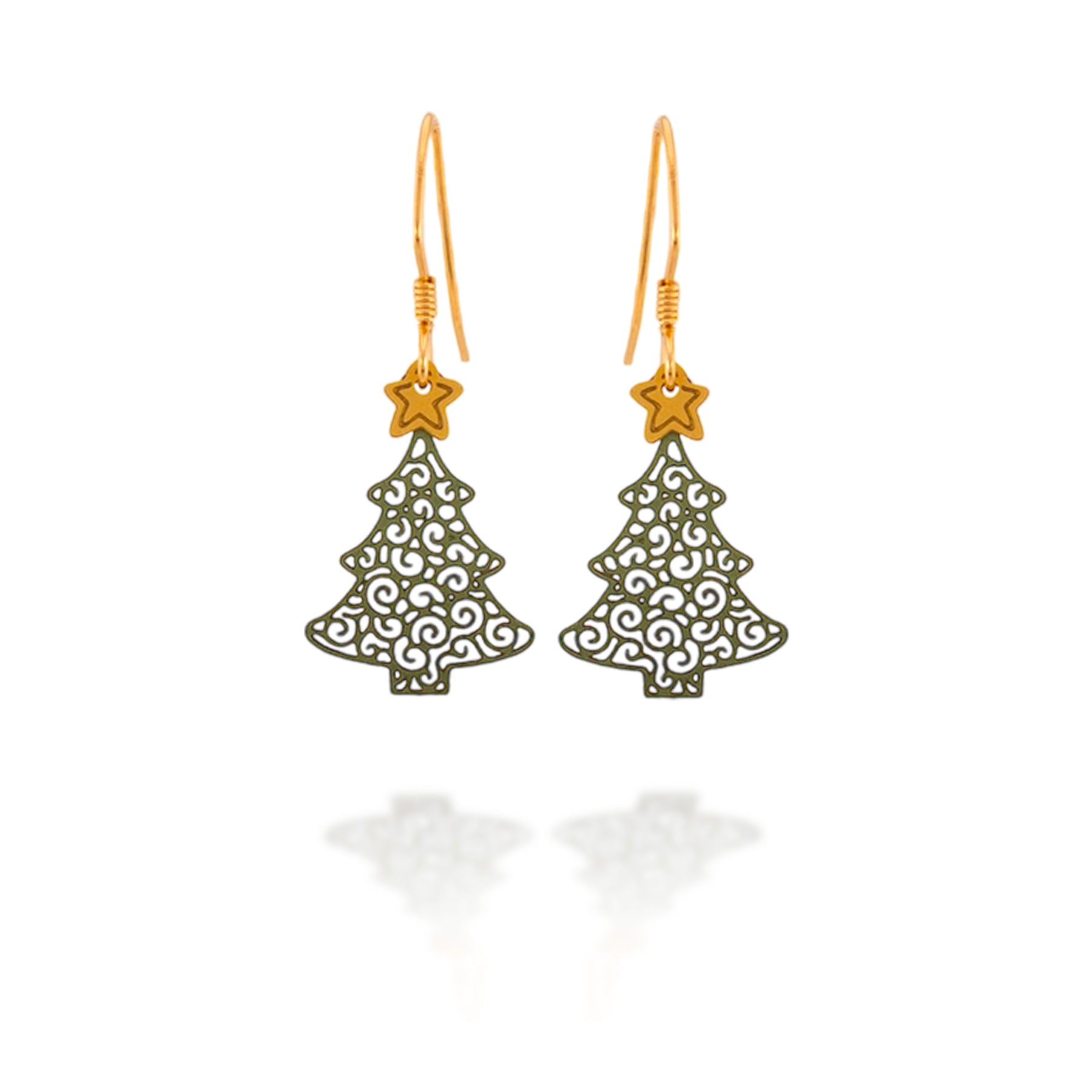 Filigree Christmas Tree Holiday Earrings