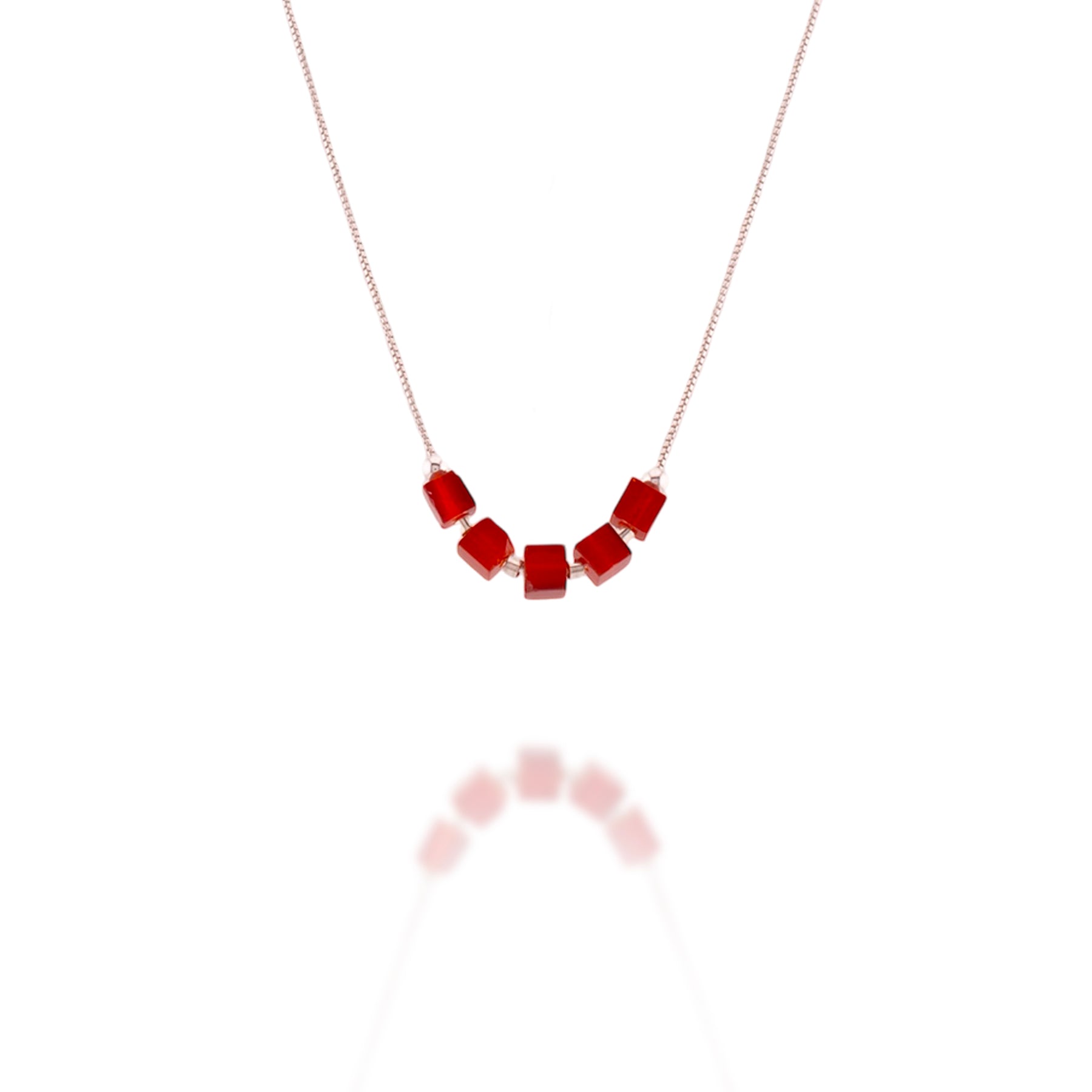 Red Cubic Carnelian Necklace