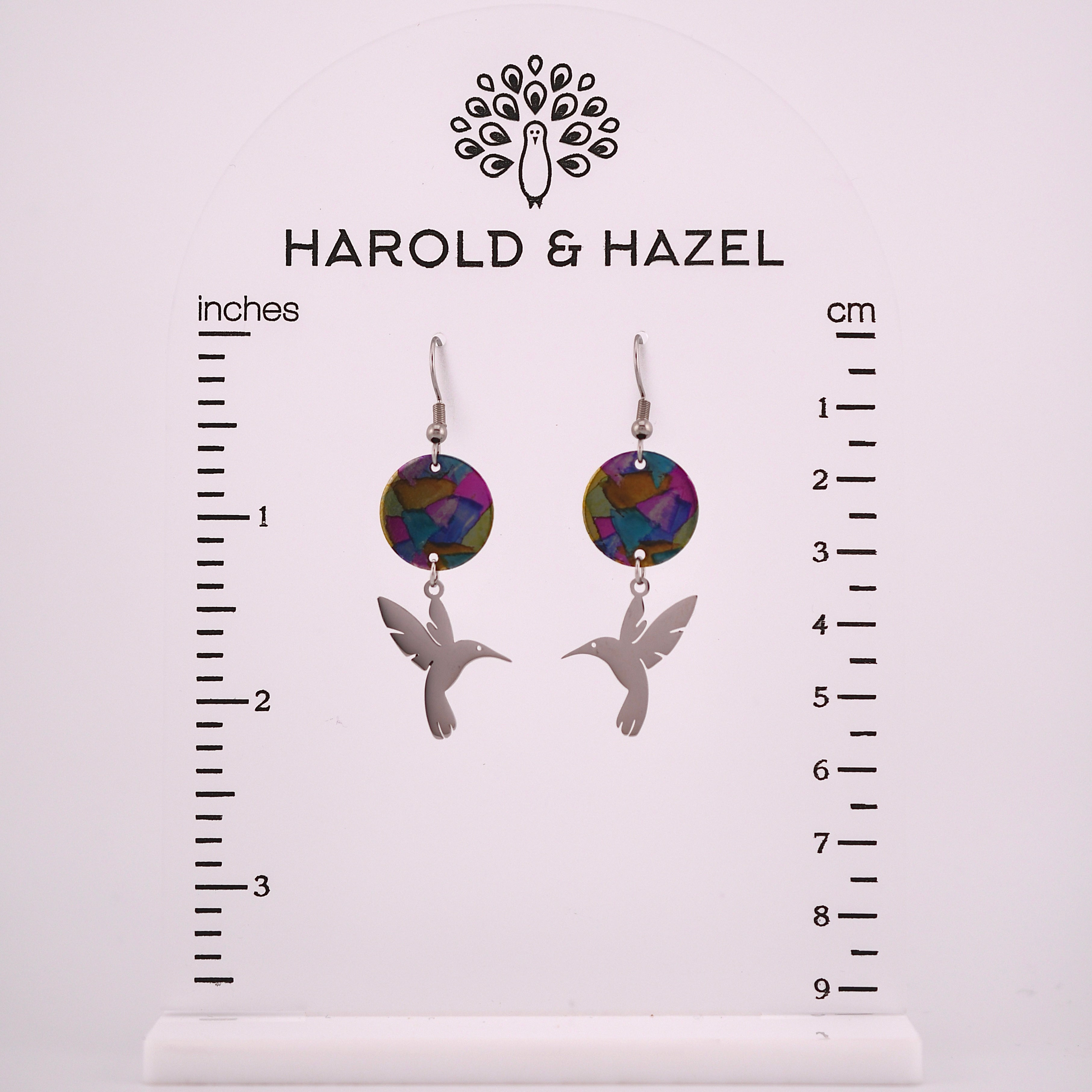 Hummingbird Painted Drop Earrings