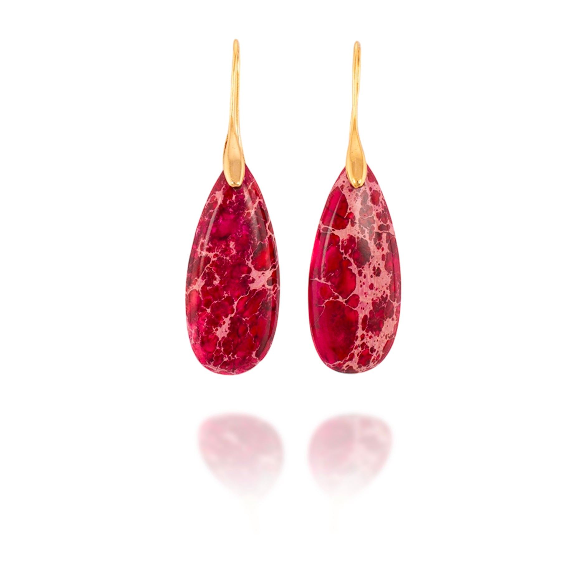 Jasper Teardrop Earrings (Red)