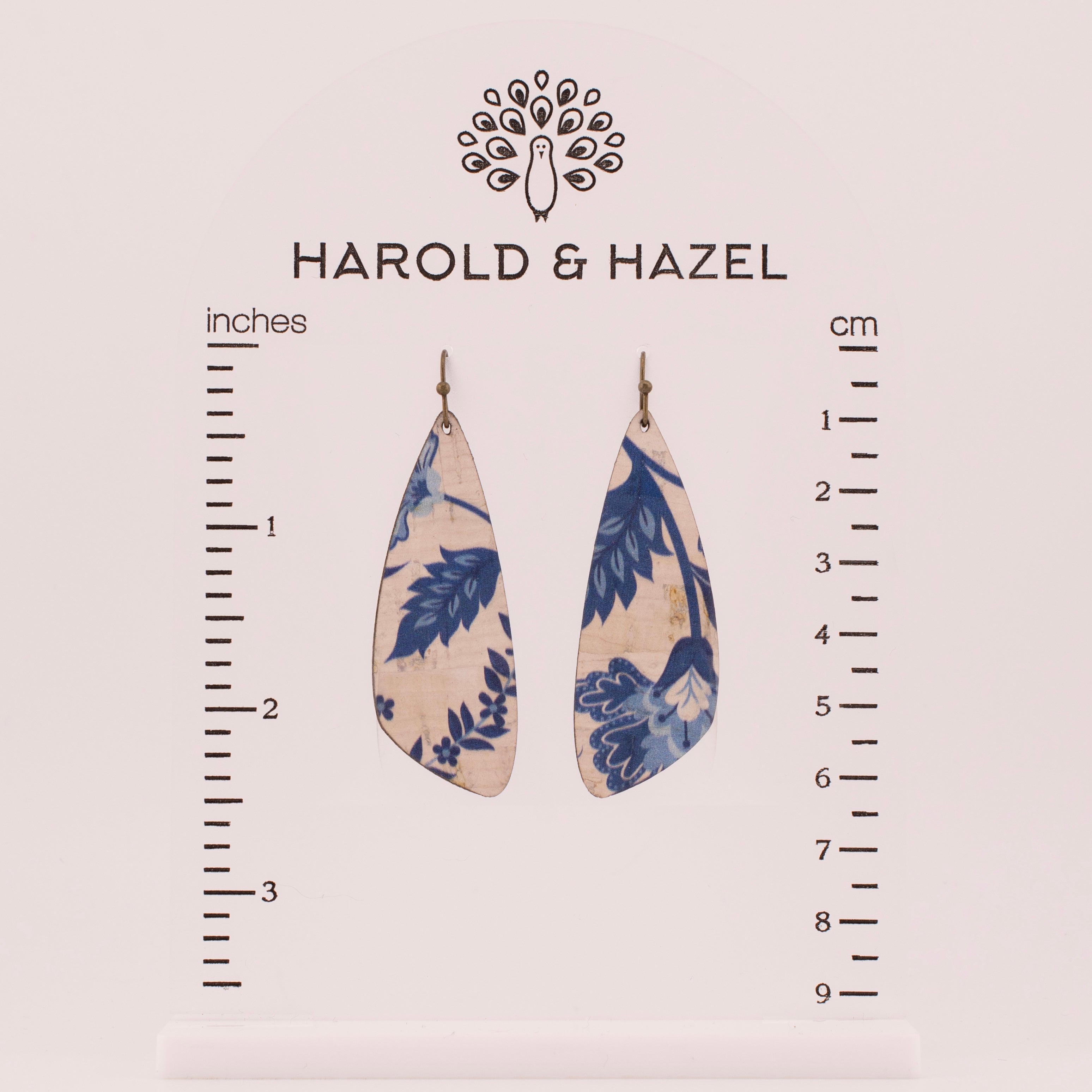 Blue and White Floral Cork Earrings