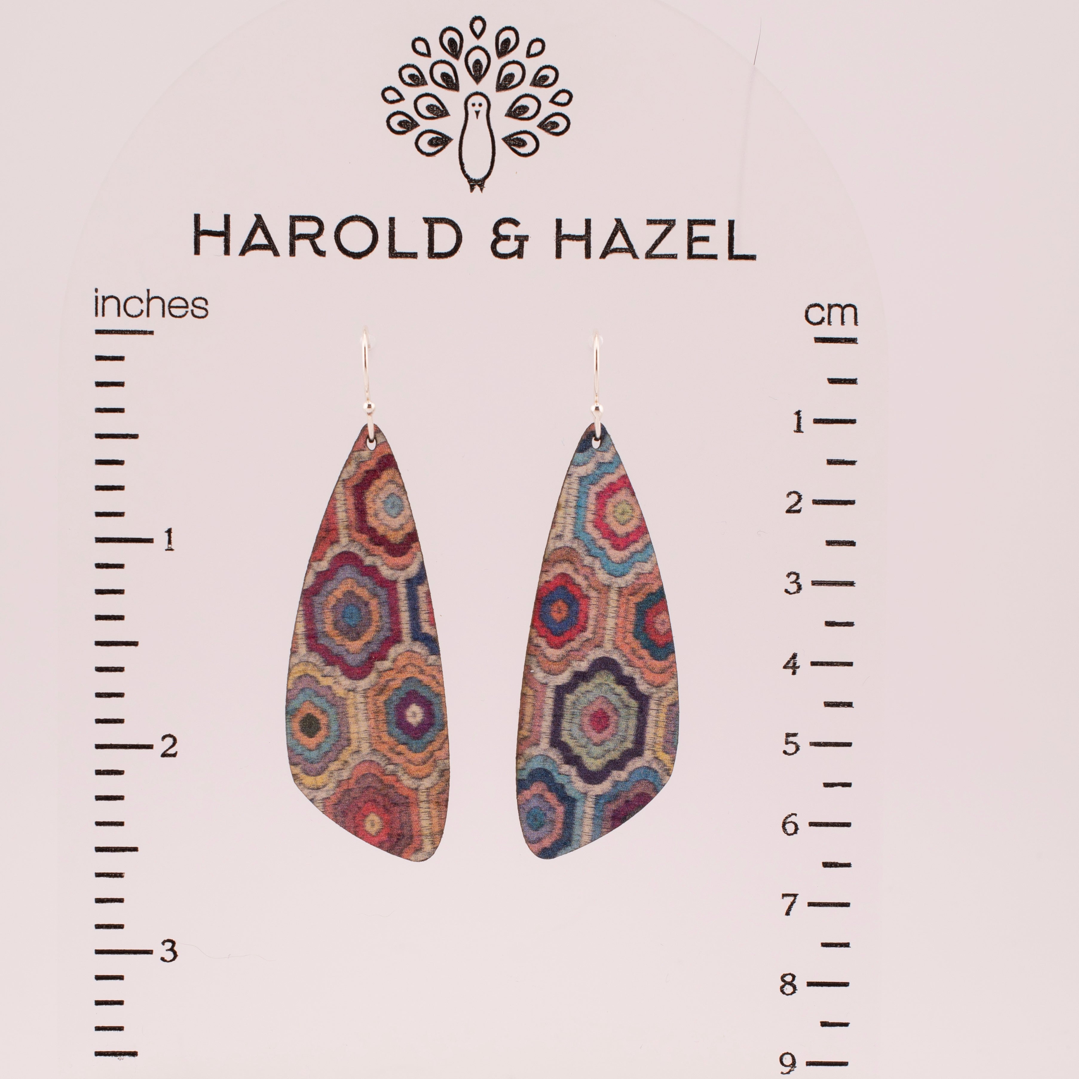 Embroidered Hexagons Cork Earrings