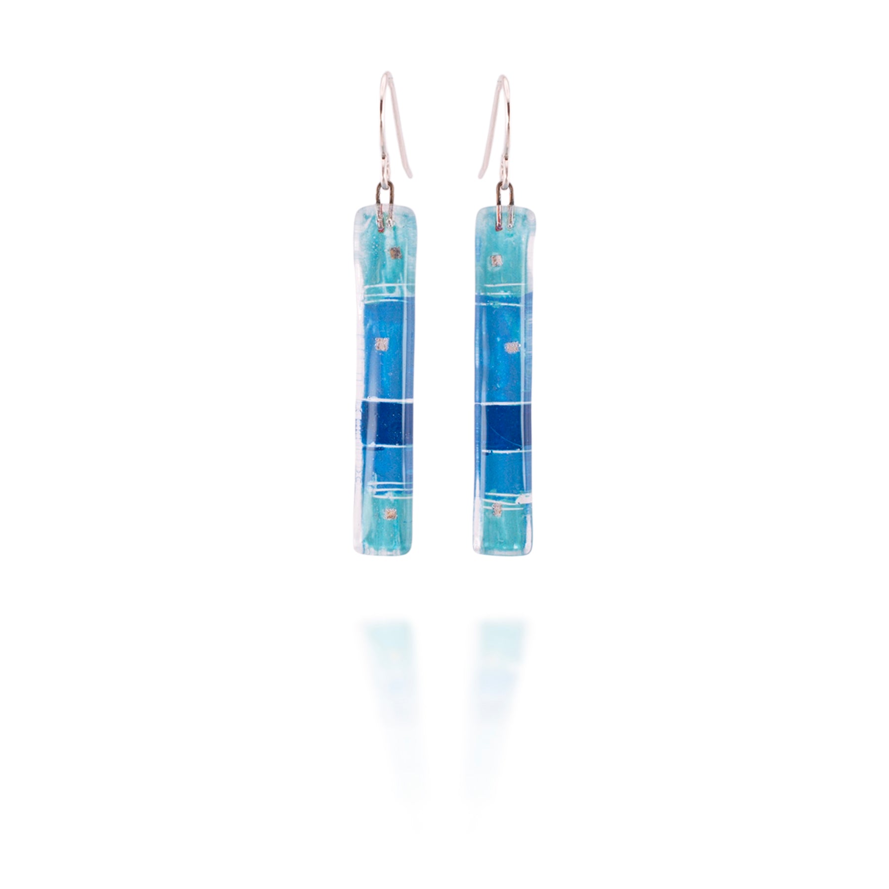 Blue Strata Bar Earrings