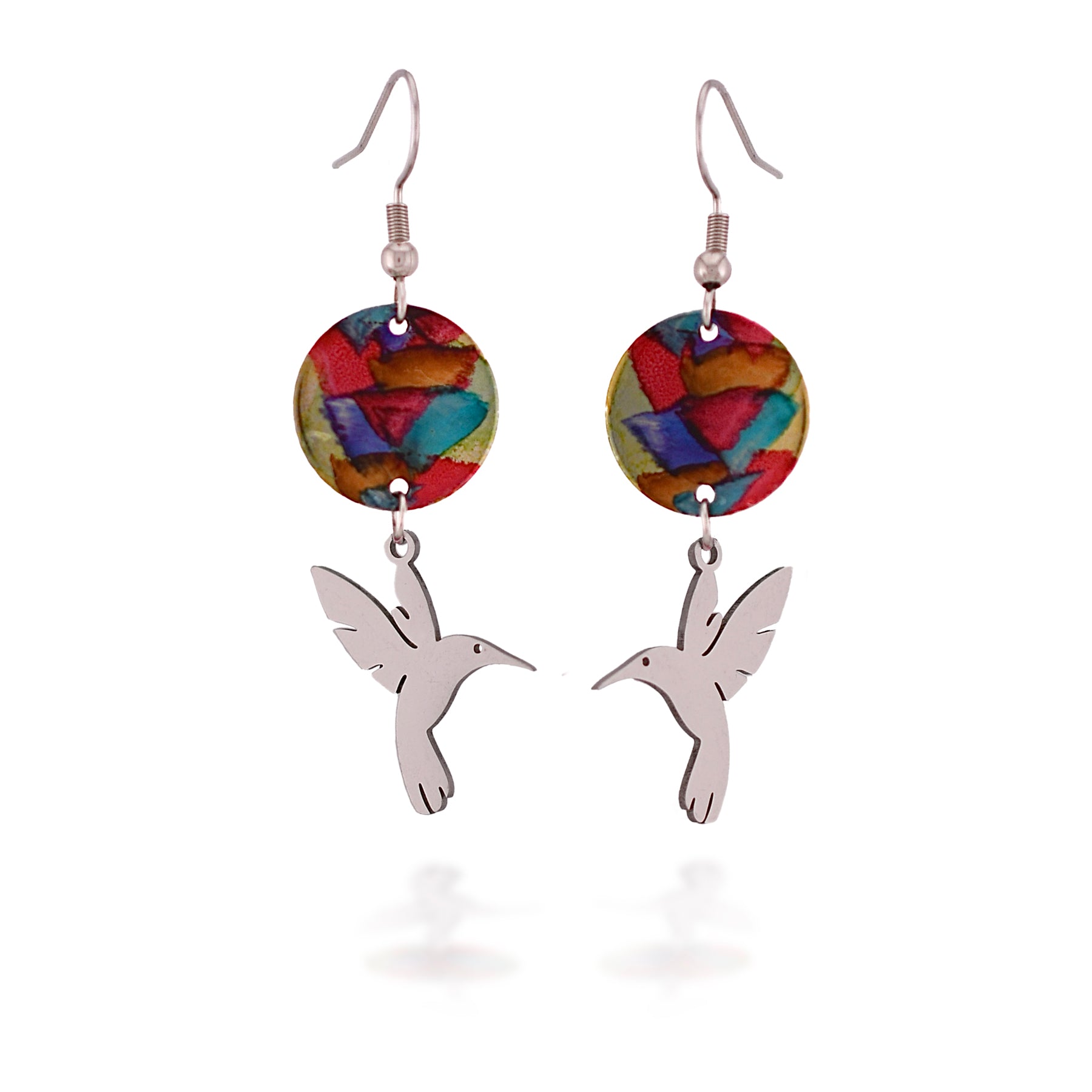 Hummingbird Painted Drop Earrings