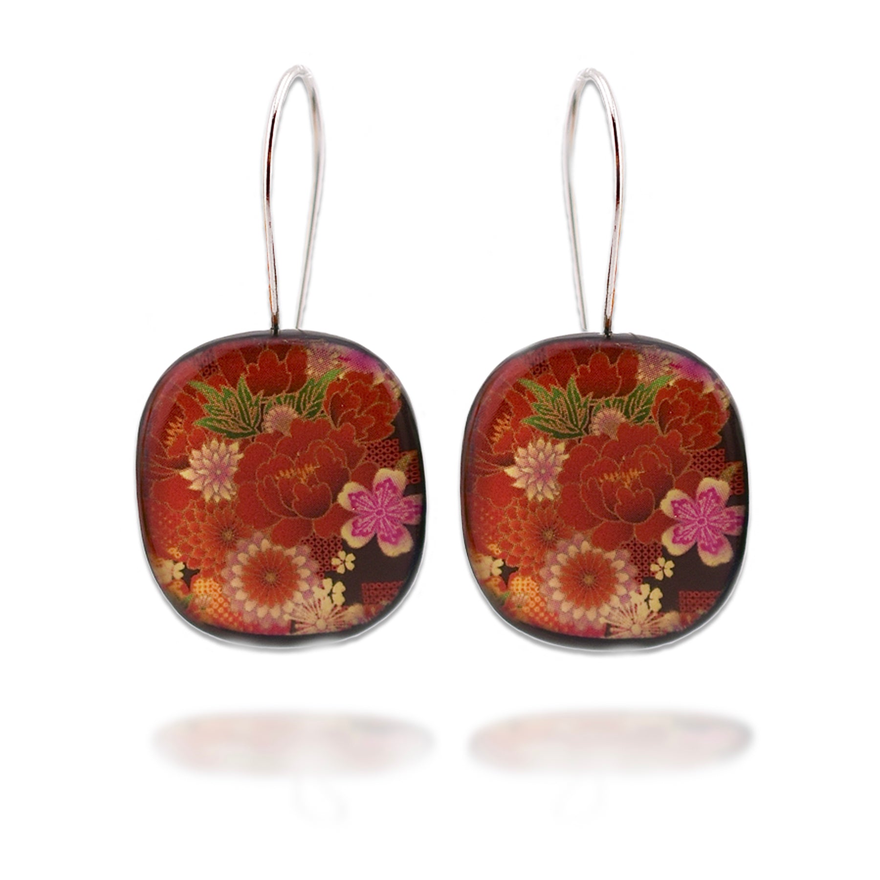 Red Floral Kimono Earrings