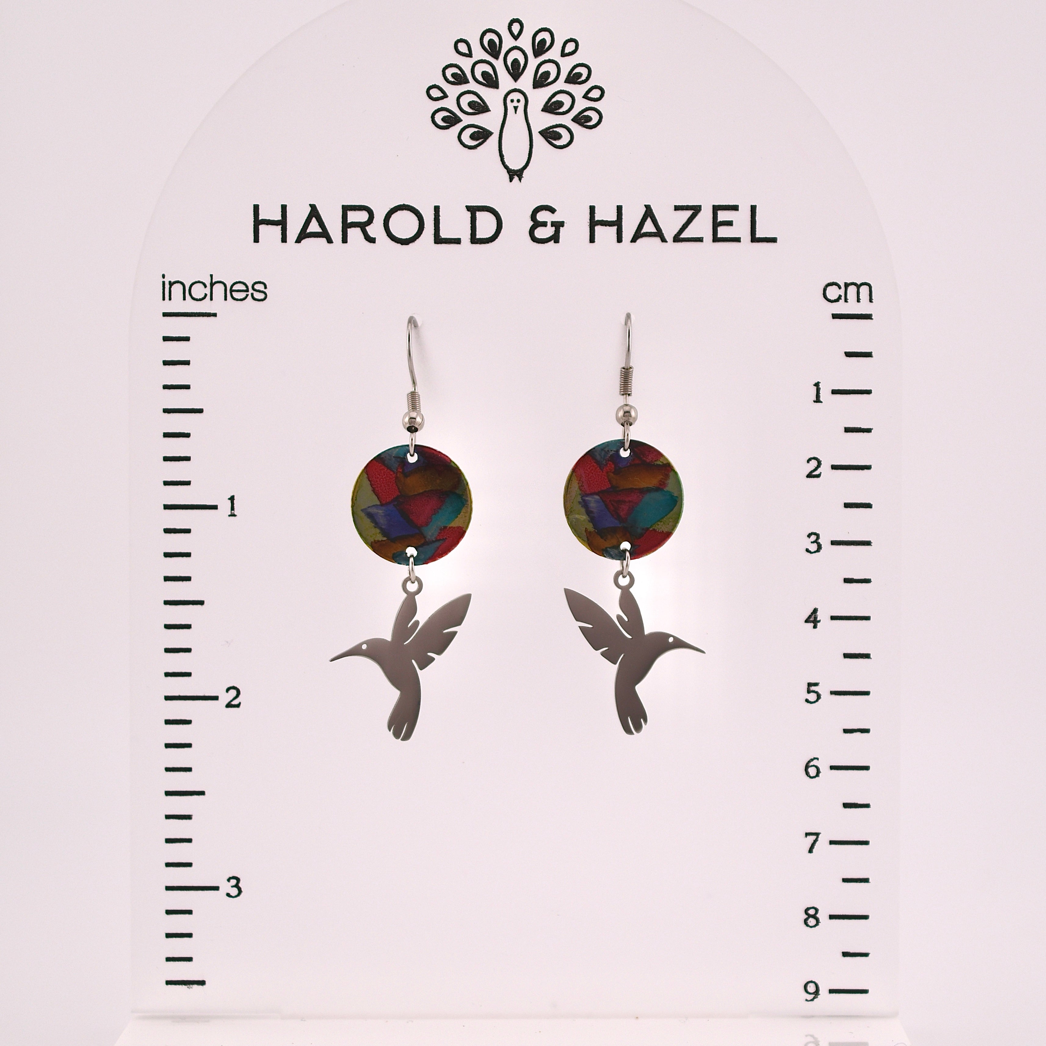 Hummingbird Painted Drop Earrings