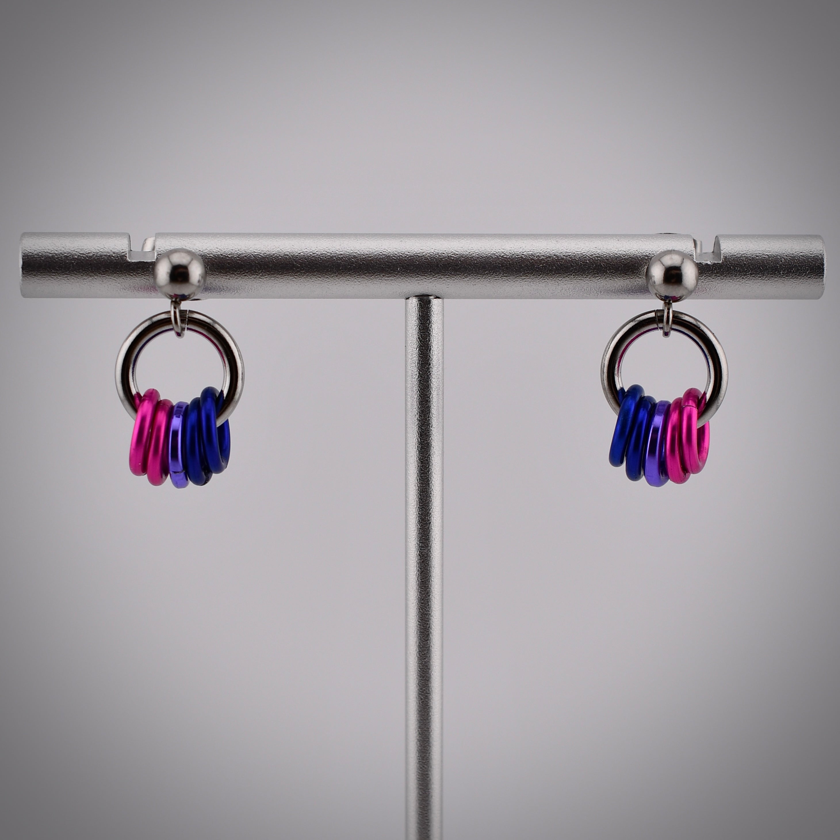 Bisexual Pride Hoop Chainmaille Earrings