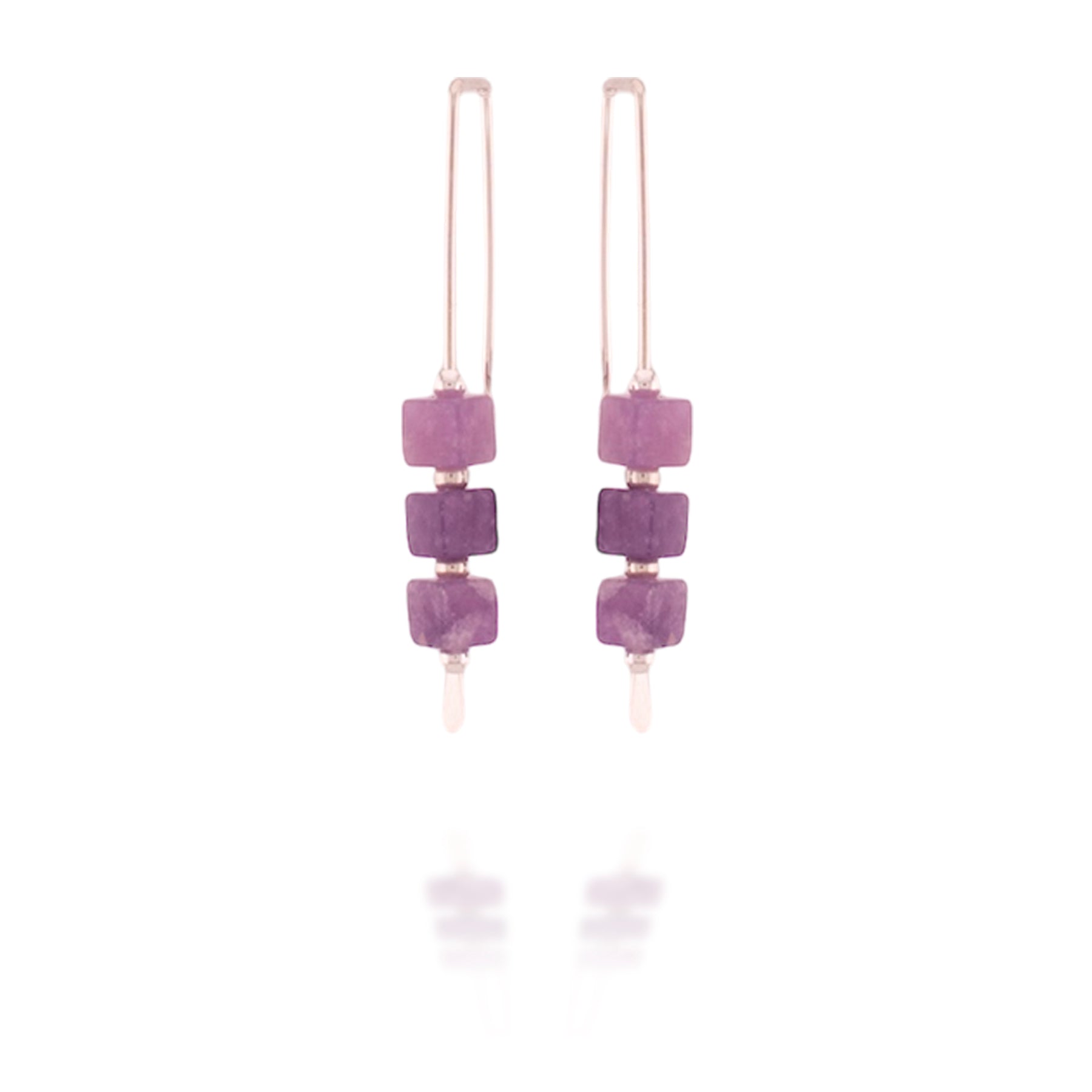 Amethyst Cubic Threader Earrings